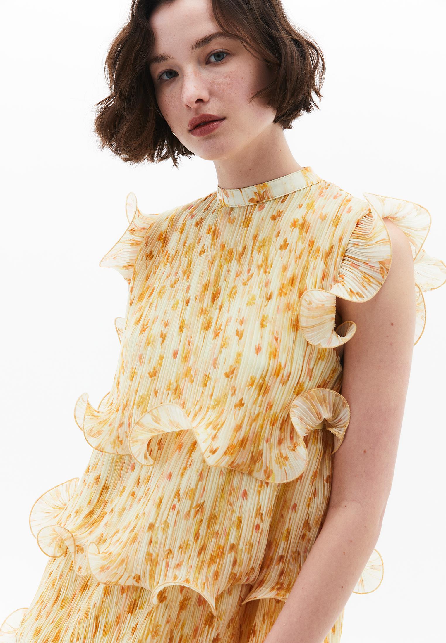 Pleated Sleeveless Dress - FLOWER COMB
