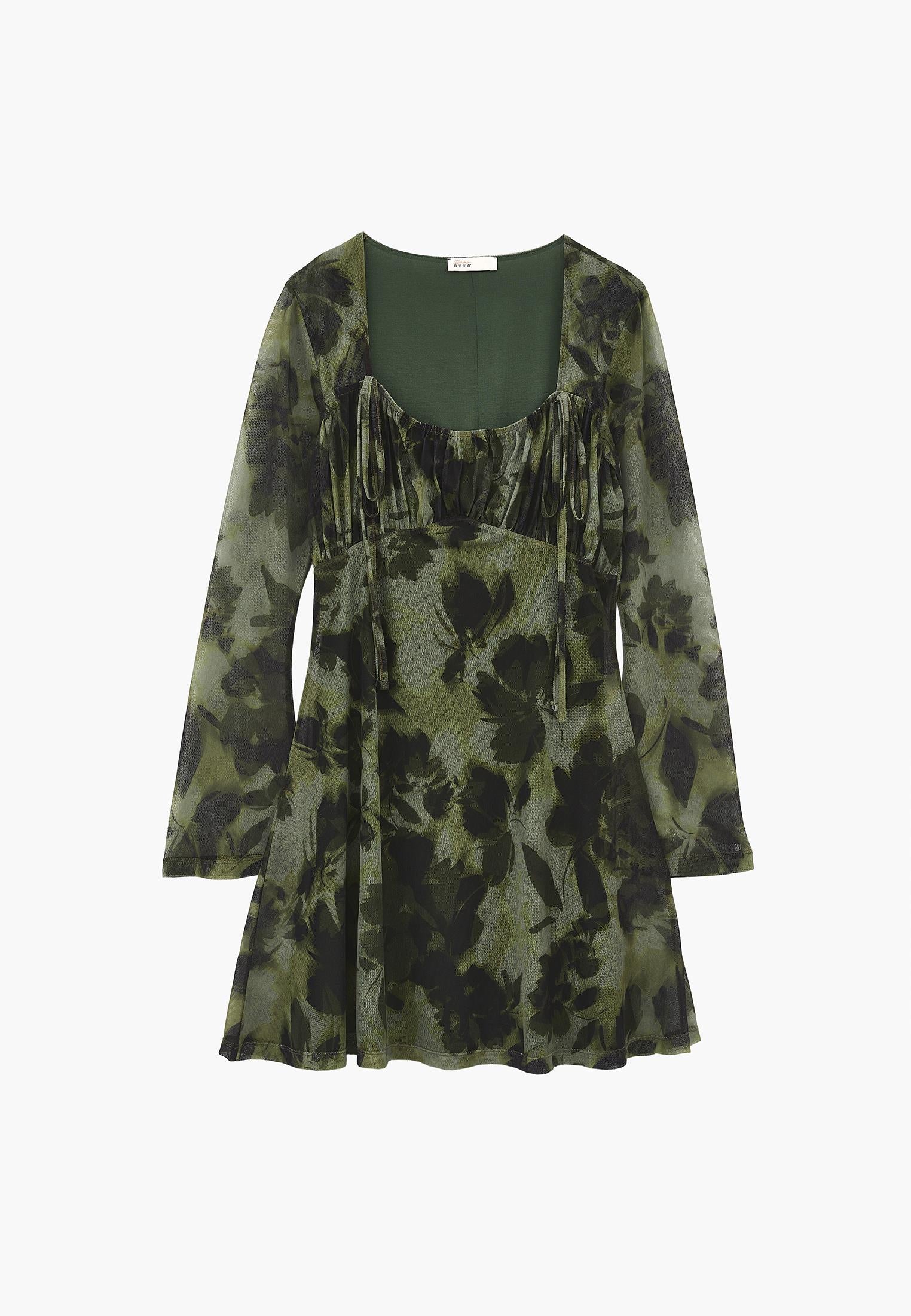 Sleeveless V-Neck Short Printed Dress - FLOWER COMB