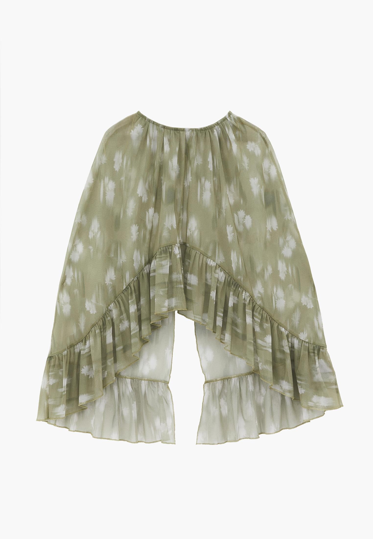 Kimono With Ruffle Details And Bateau Neck - FLOWER COMB