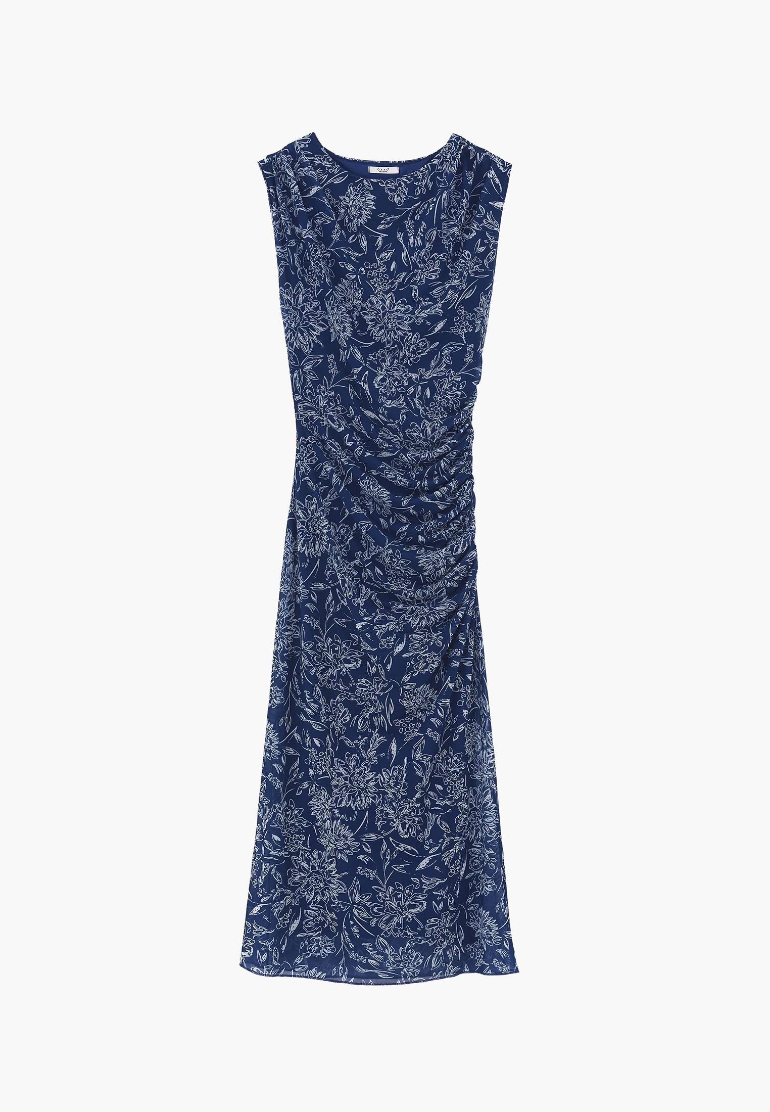 Bodycon Off Shoulder Ruched Long Dress - FLOWER COMB