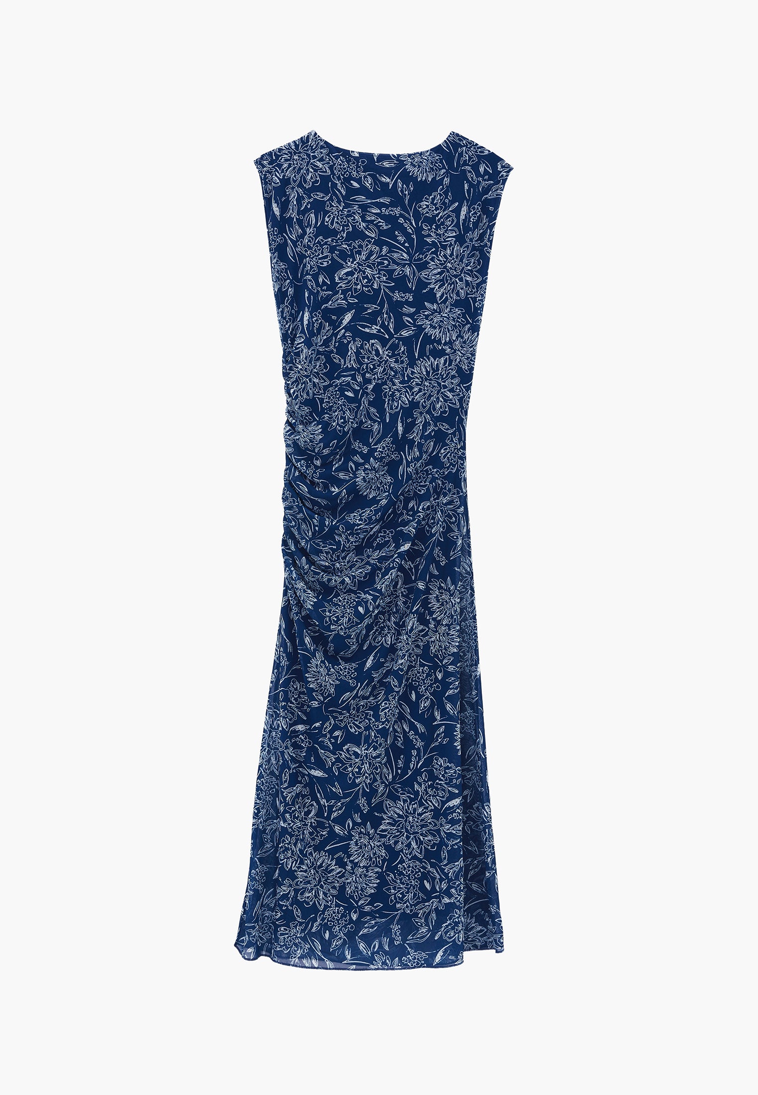Bodycon Off Shoulder Ruched Long Dress - FLOWER COMB