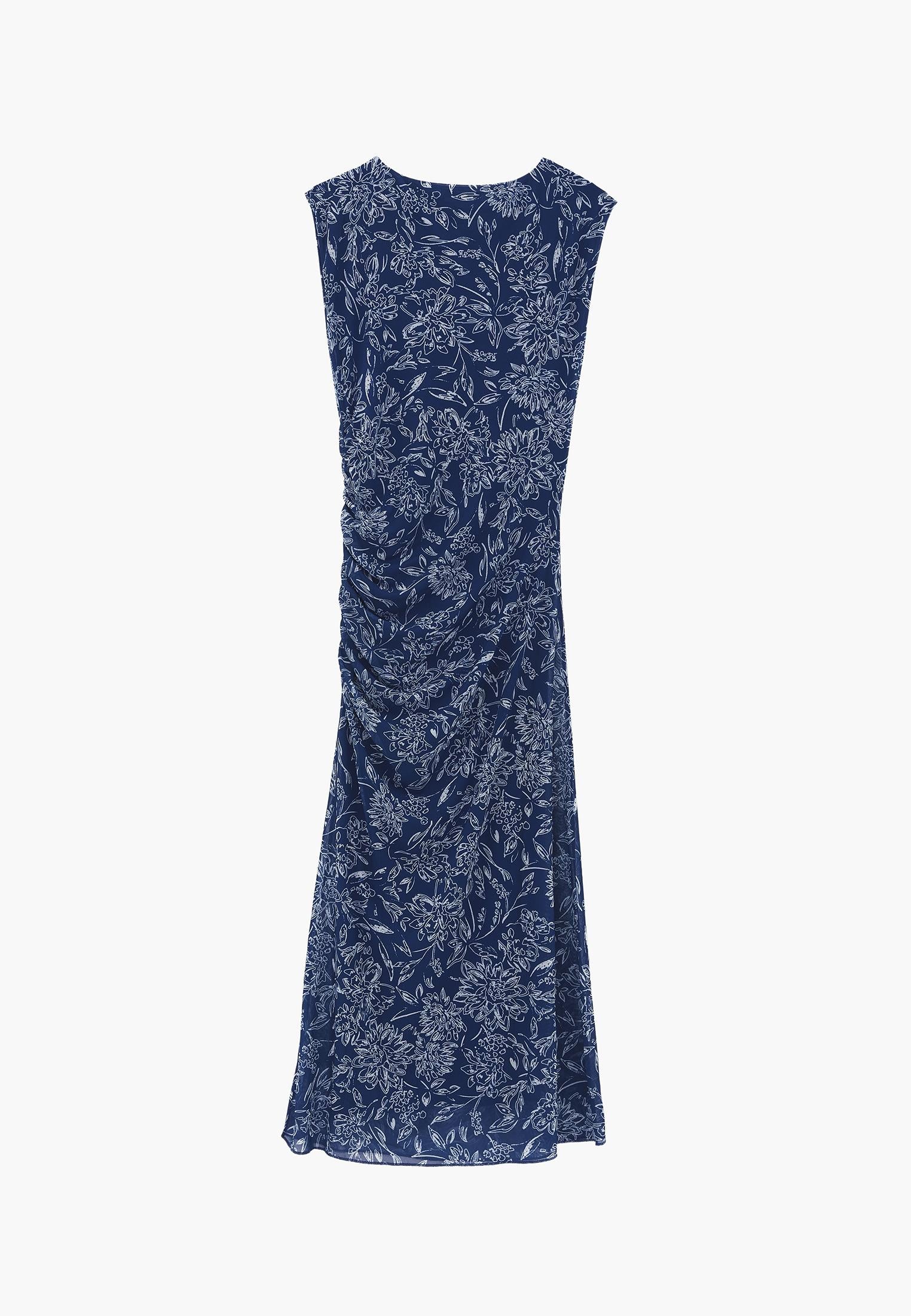 Bodycon Off Shoulder Ruched Long Dress - FLOWER COMB