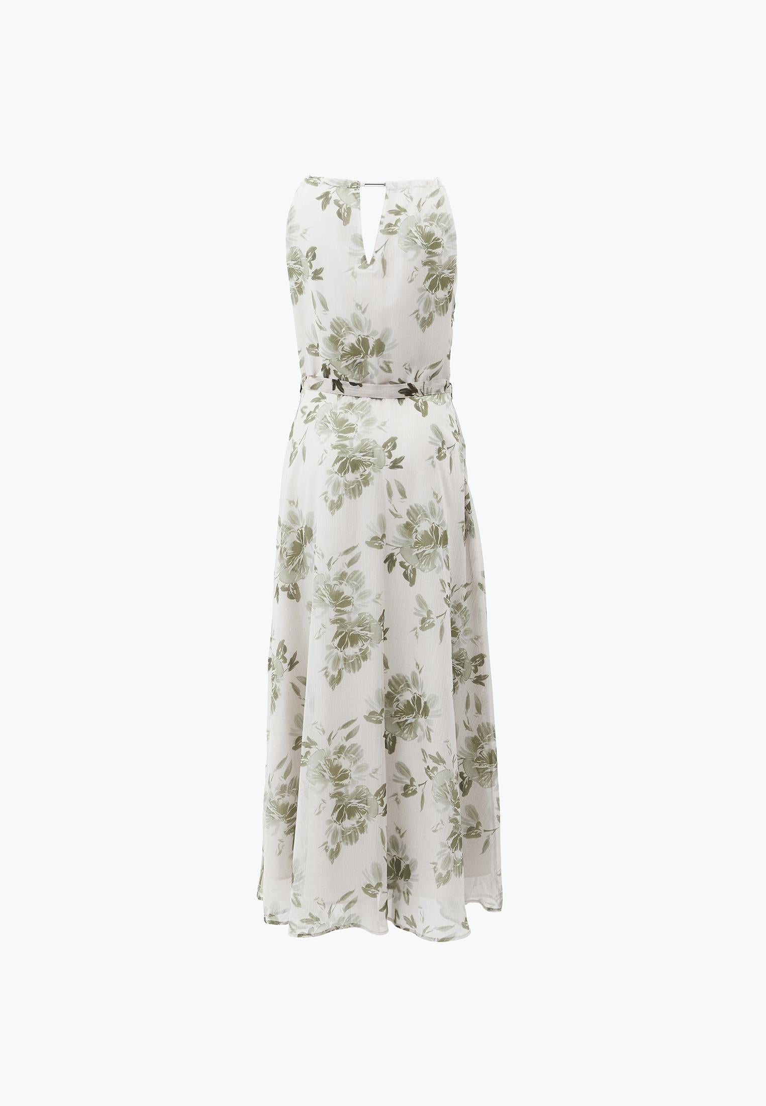 Halter Neck Long Printed Dress - FLOWER COMB