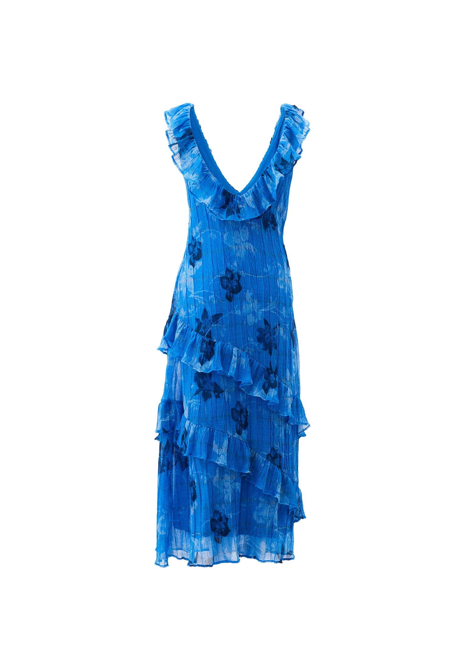 Maxi V Neck Printed Dress - FLOWER COMB