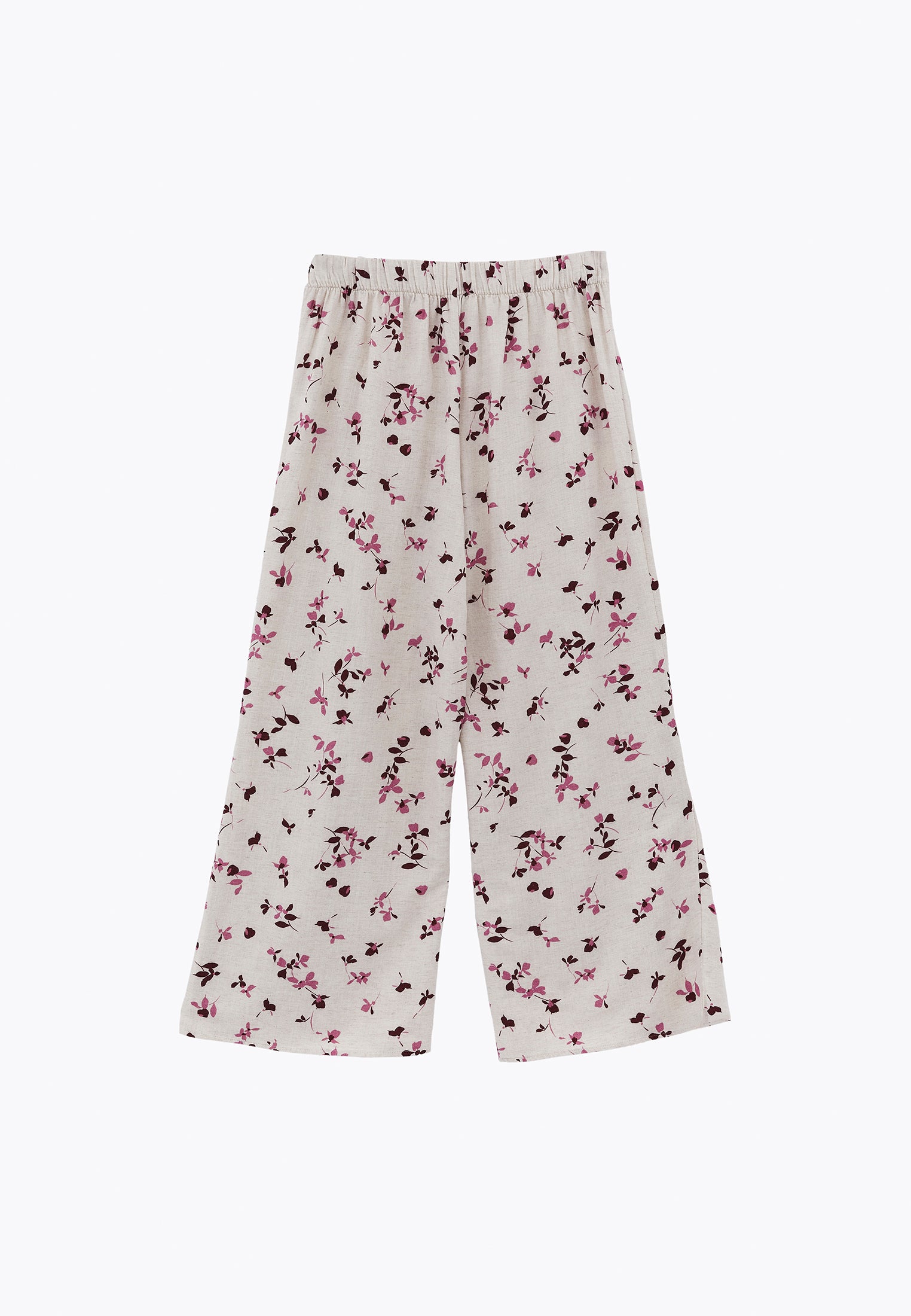 Wide Leg High Waist Trouser With Tie - FLOWER PRINT
