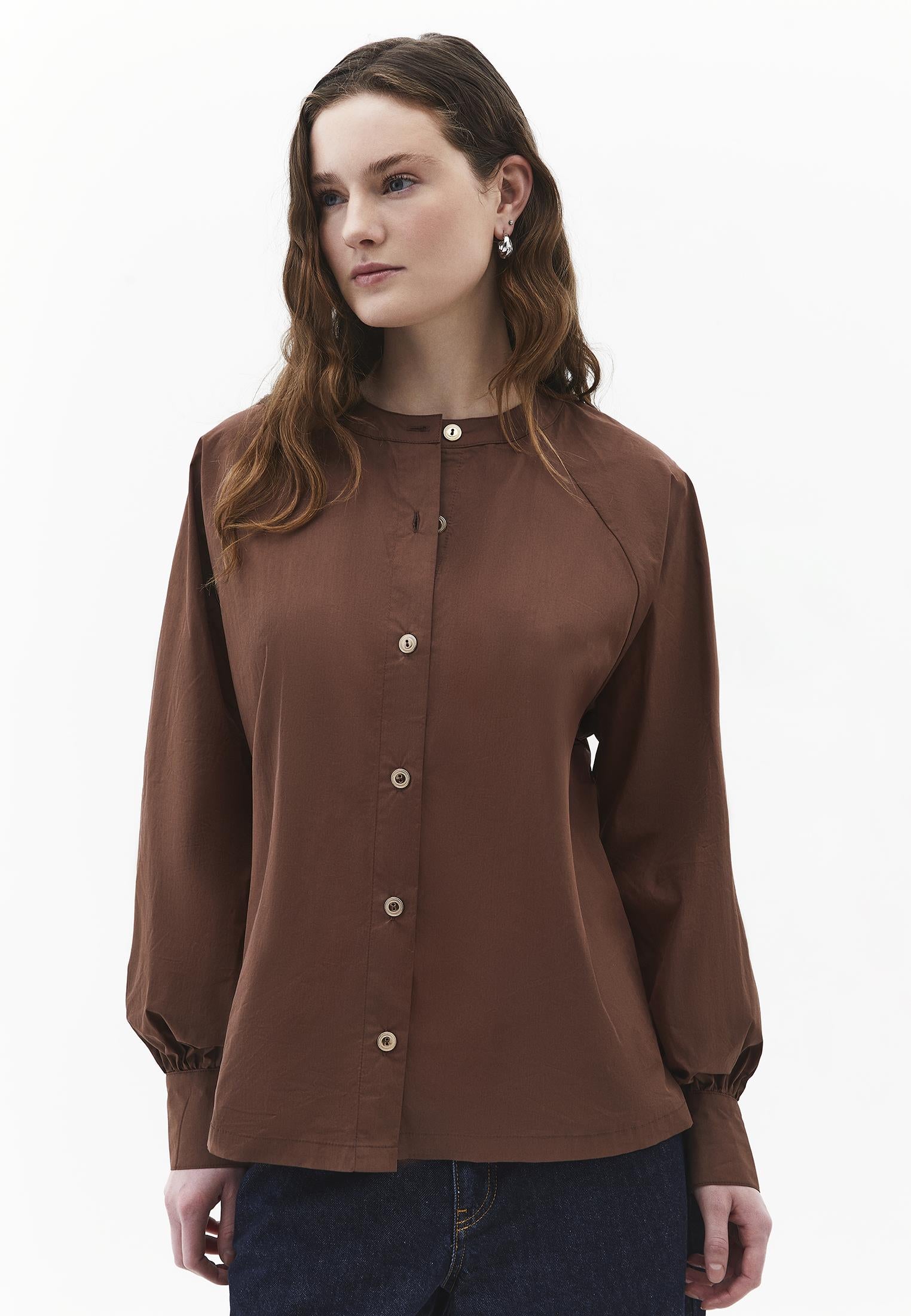 Oversize Raglan Sleeve Shirt - FONDUE FUDGE