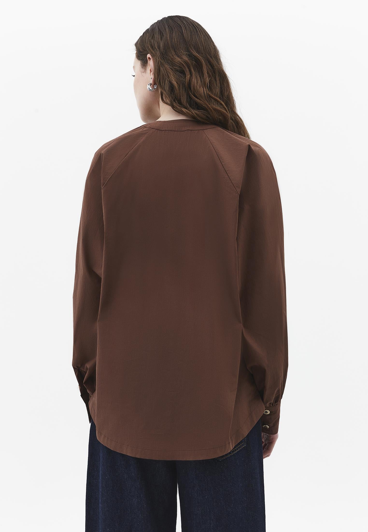 Oversize Raglan Sleeve Shirt - FONDUE FUDGE
