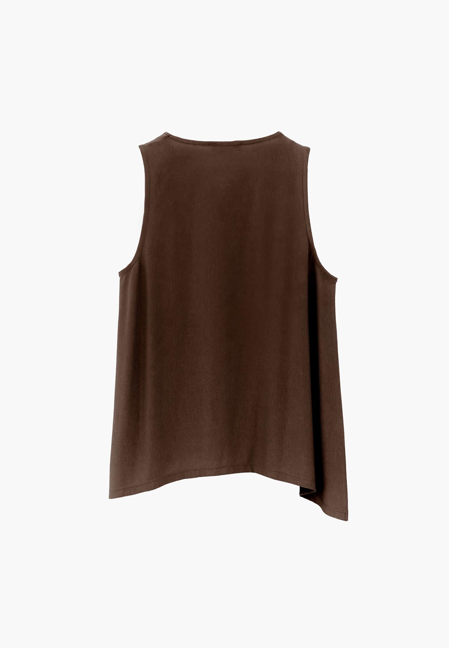 Crew Neck Loose Fit Tank Top - FONDUE FUDGE