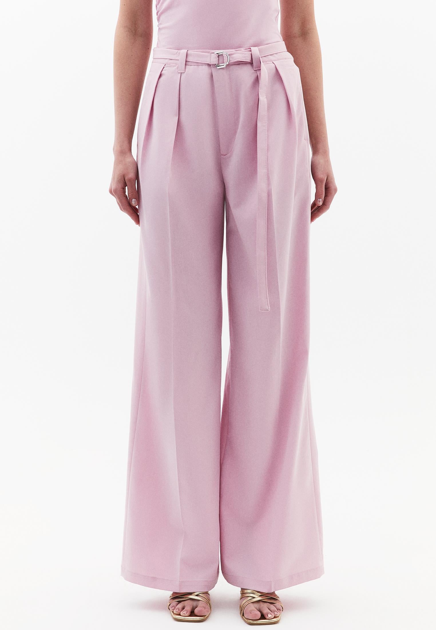 High Waist Wide Leg Pants - FRAGRANT LILAC