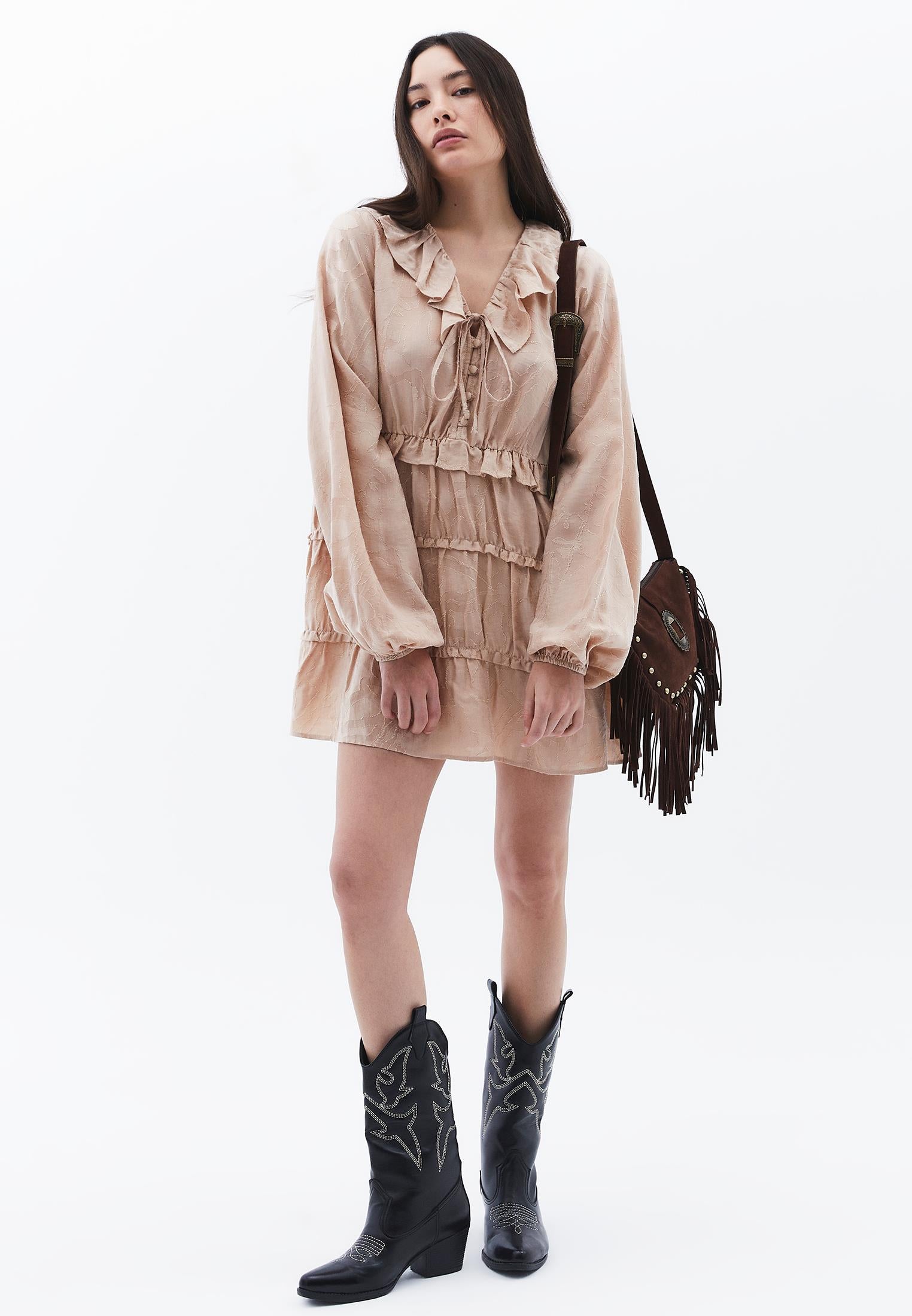 Mini Dress With Balloon Sleeves - FRAPPE