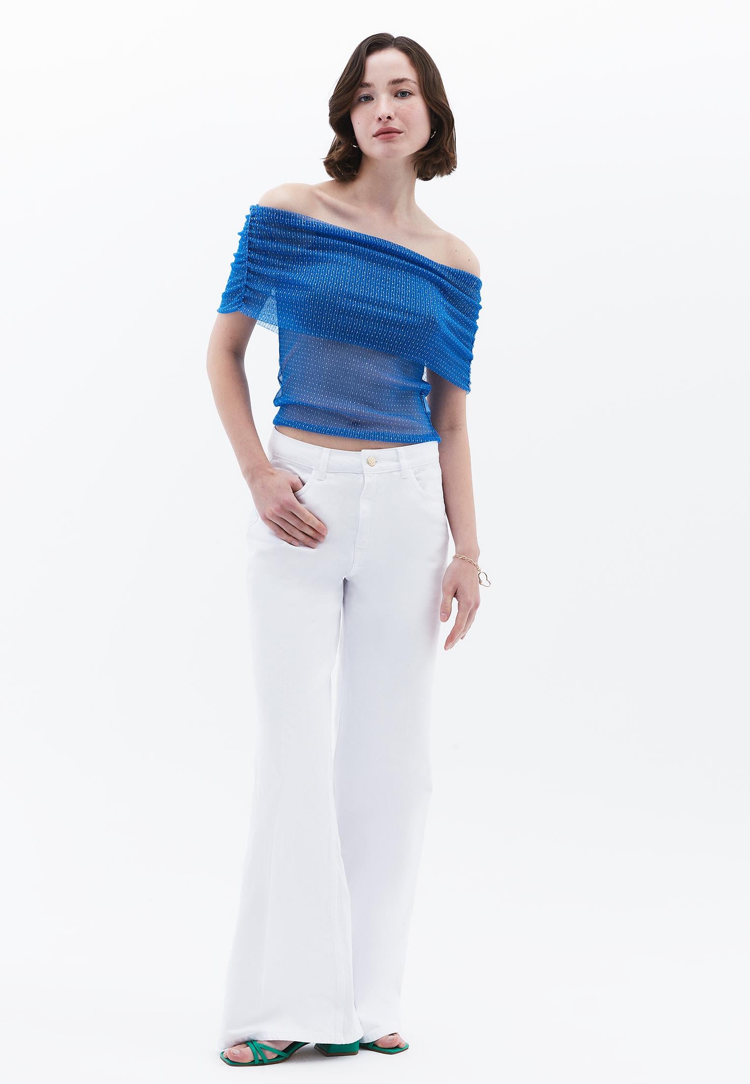 Standard Blouse With Dropped Shoulder - FRENCH BLUE