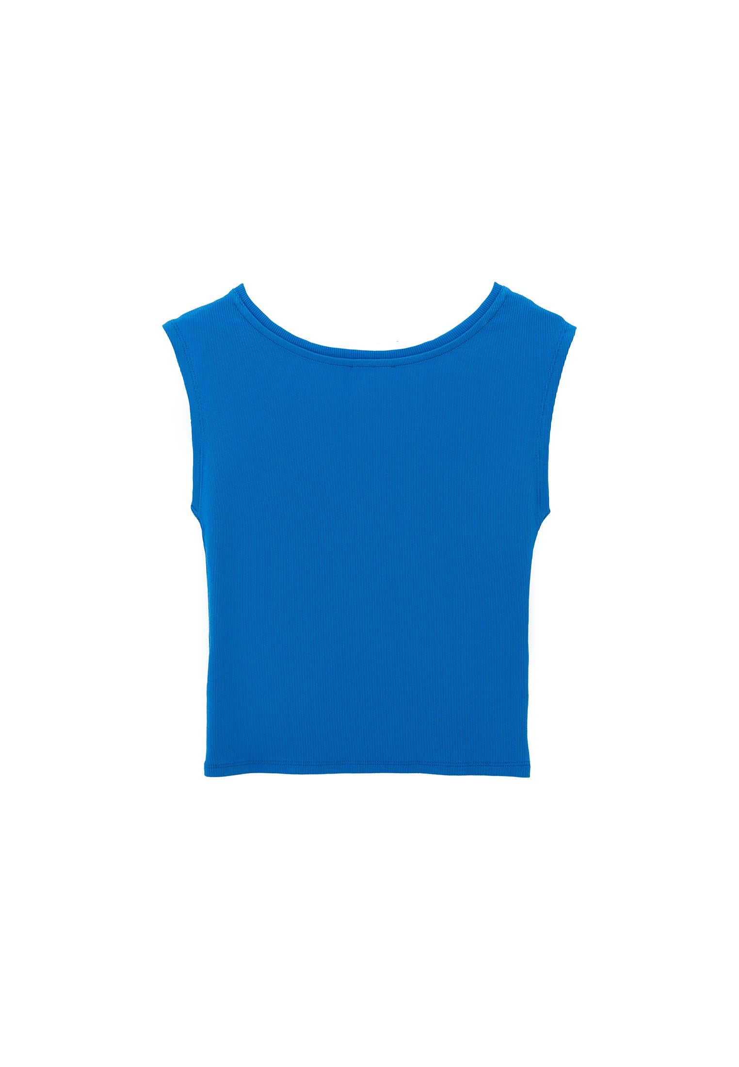 Boat Neck Short Sleeve T-Shirt - FRENCH BLUE