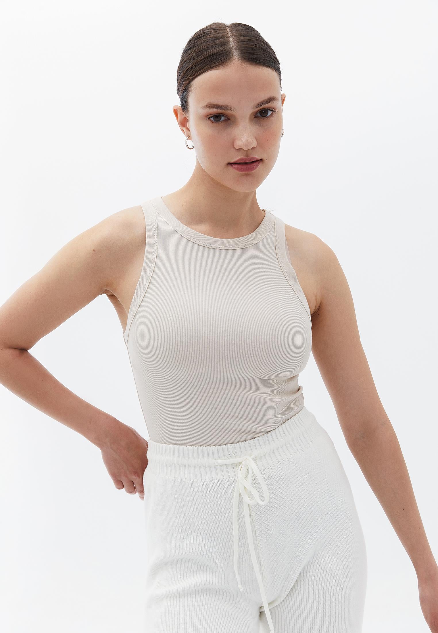 Halter Neck Sleeveless Tank - FRENCH OAK