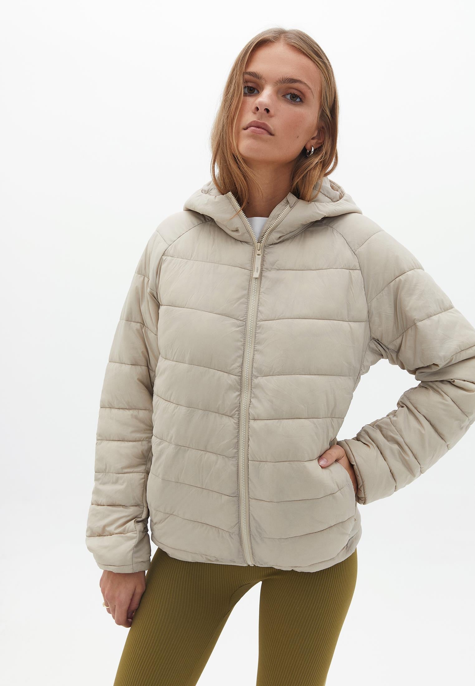 Raglan Sleeve And Hooded Long Sleeve Coat - FRENCH OAK