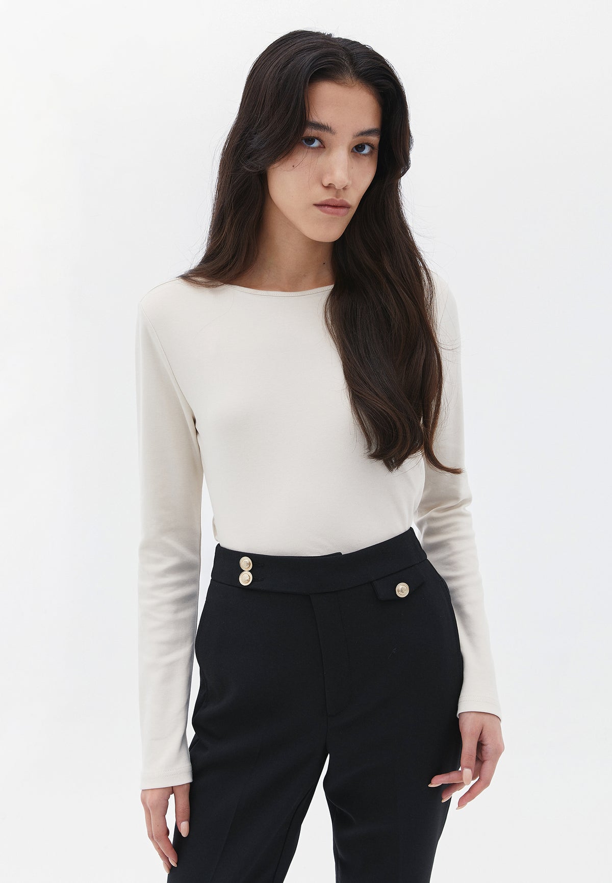 Long Sleeve Boat Neck Sweatshirt - FRENCH OAK