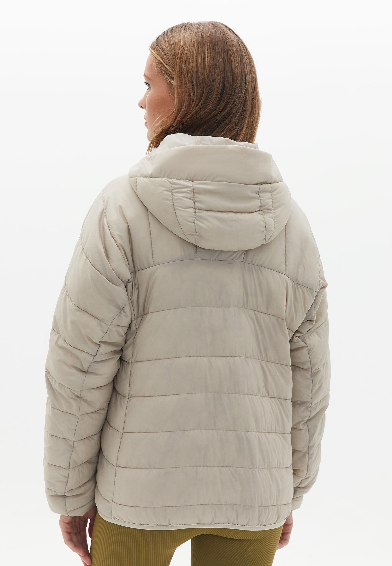 Raglan Sleeve And Hooded Long Sleeve Coat - FRENCH OAK