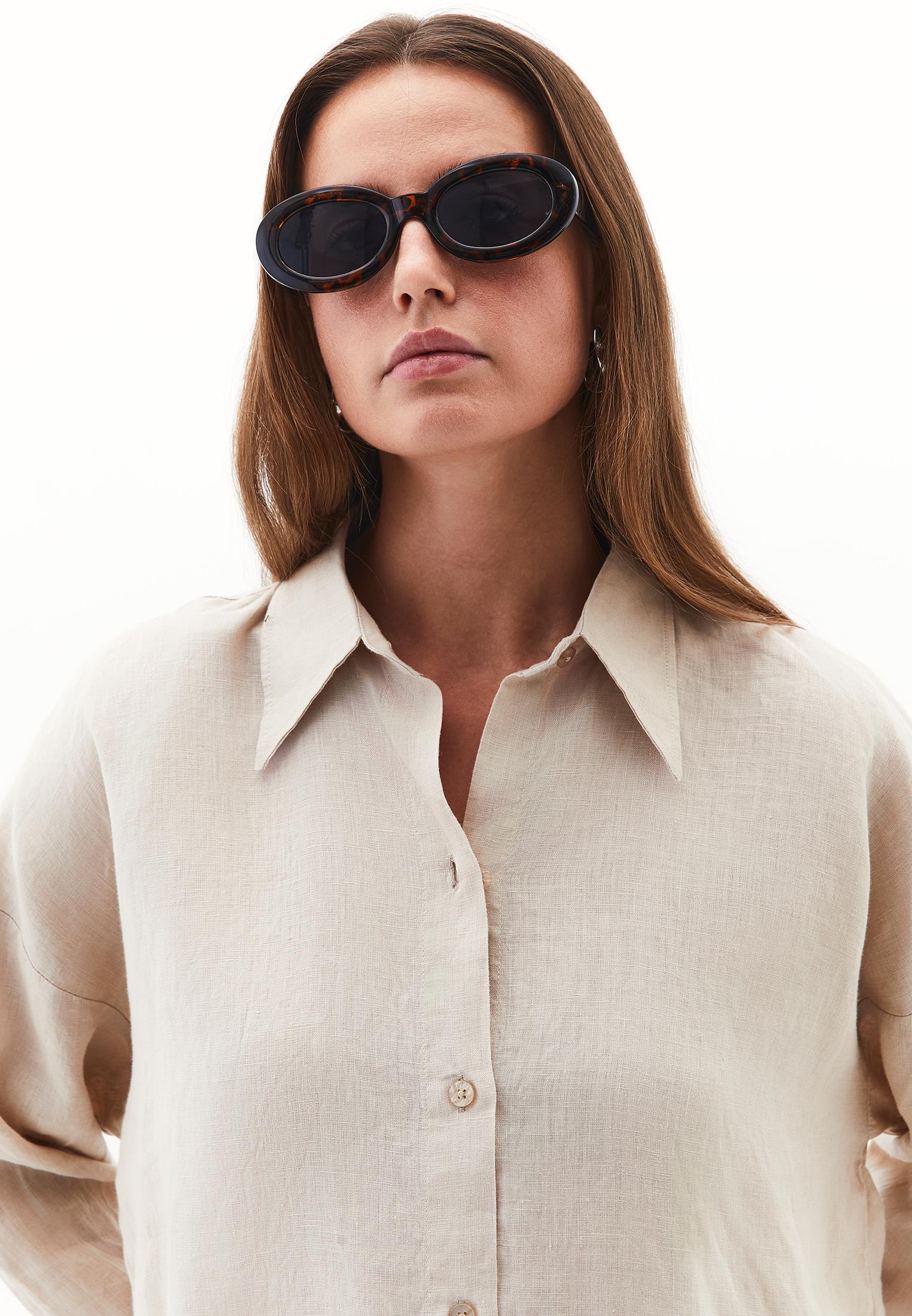 Linen Shirt With Large Fit And Buttons - FRENCH OAK