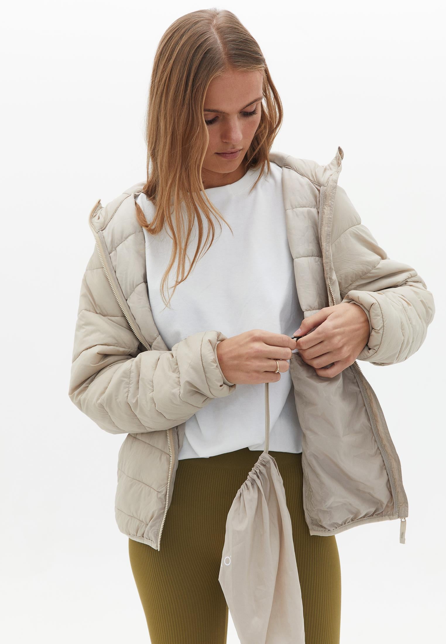 Raglan Sleeve And Hooded Long Sleeve Coat - FRENCH OAK