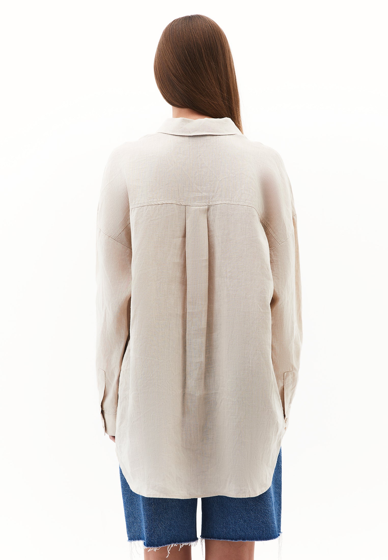 Linen Shirt With Large Fit And Buttons - FRENCH OAK