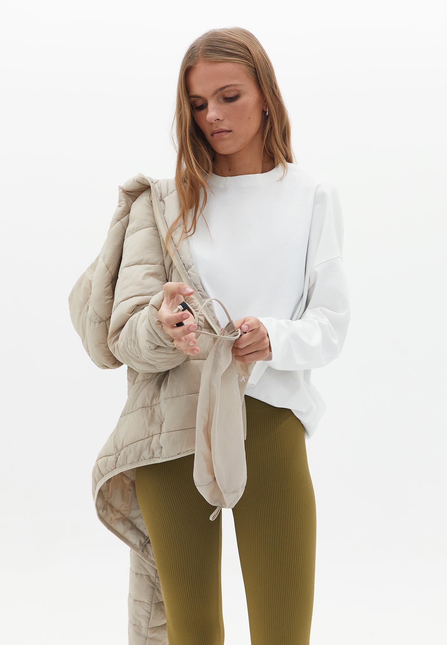 Raglan Sleeve And Hooded Long Sleeve Coat - FRENCH OAK