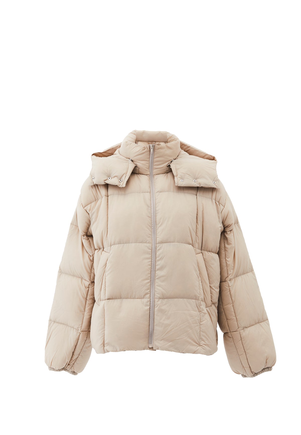 Hooded Oversize Quilted Coat - FRENCH OAK