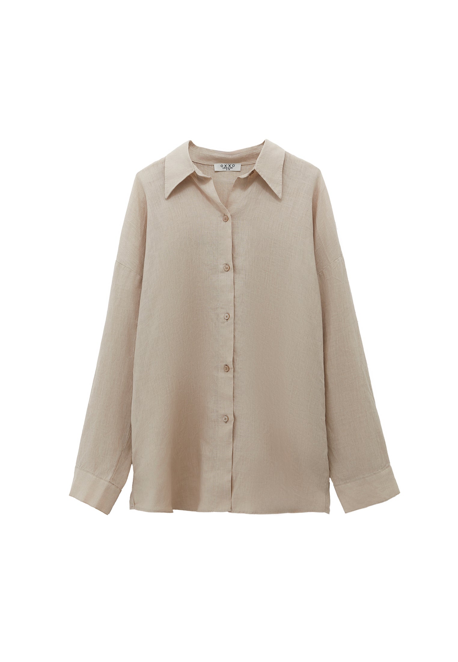 Linen Shirt With Large Fit And Buttons - FRENCH OAK