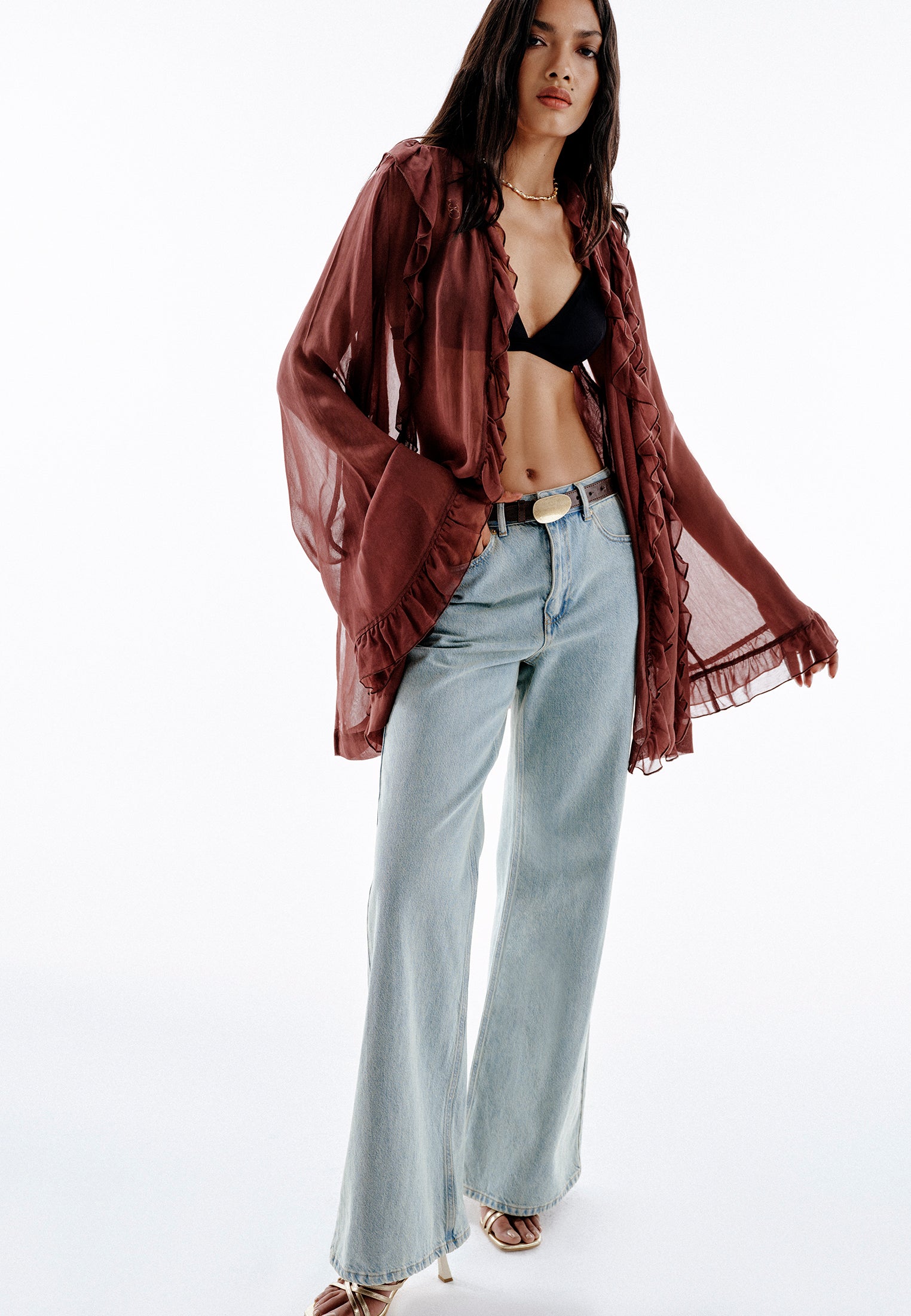 Tunic Length Oversize Kimono - FRENCH ROAST