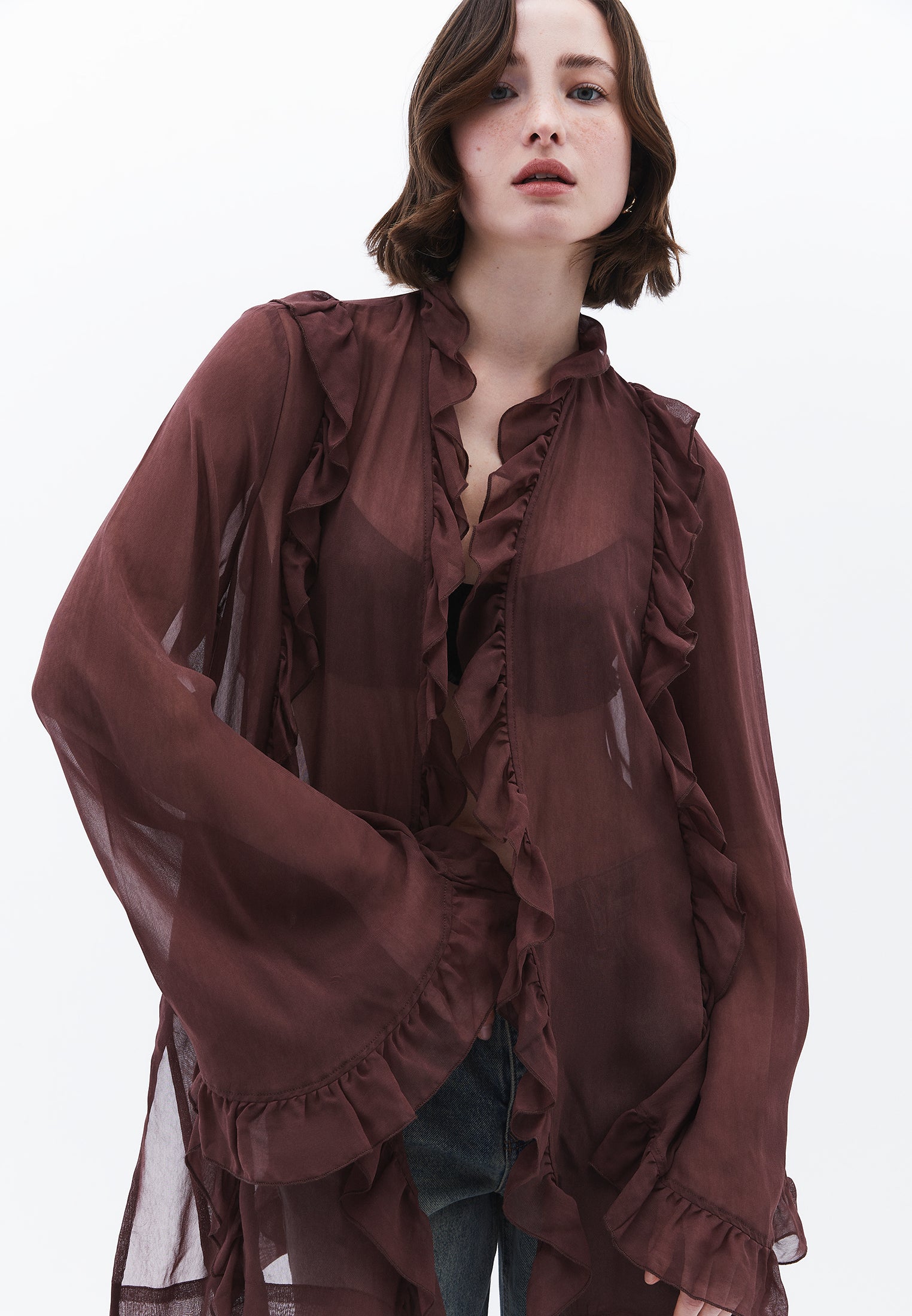 Tunic Length Oversize Kimono - FRENCH ROAST