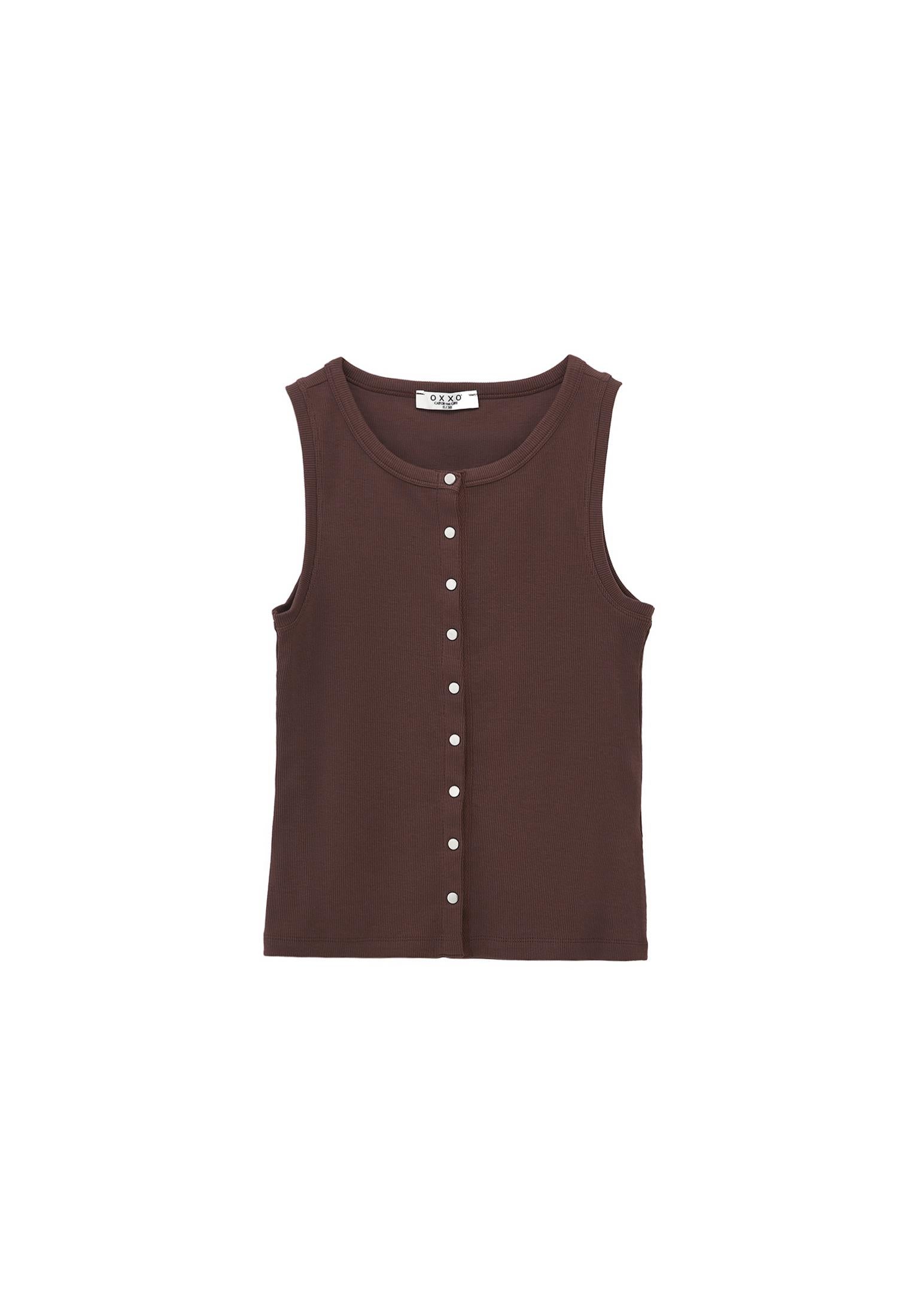 Sleeveless Tank With Crew Neck - FRENCH ROAST