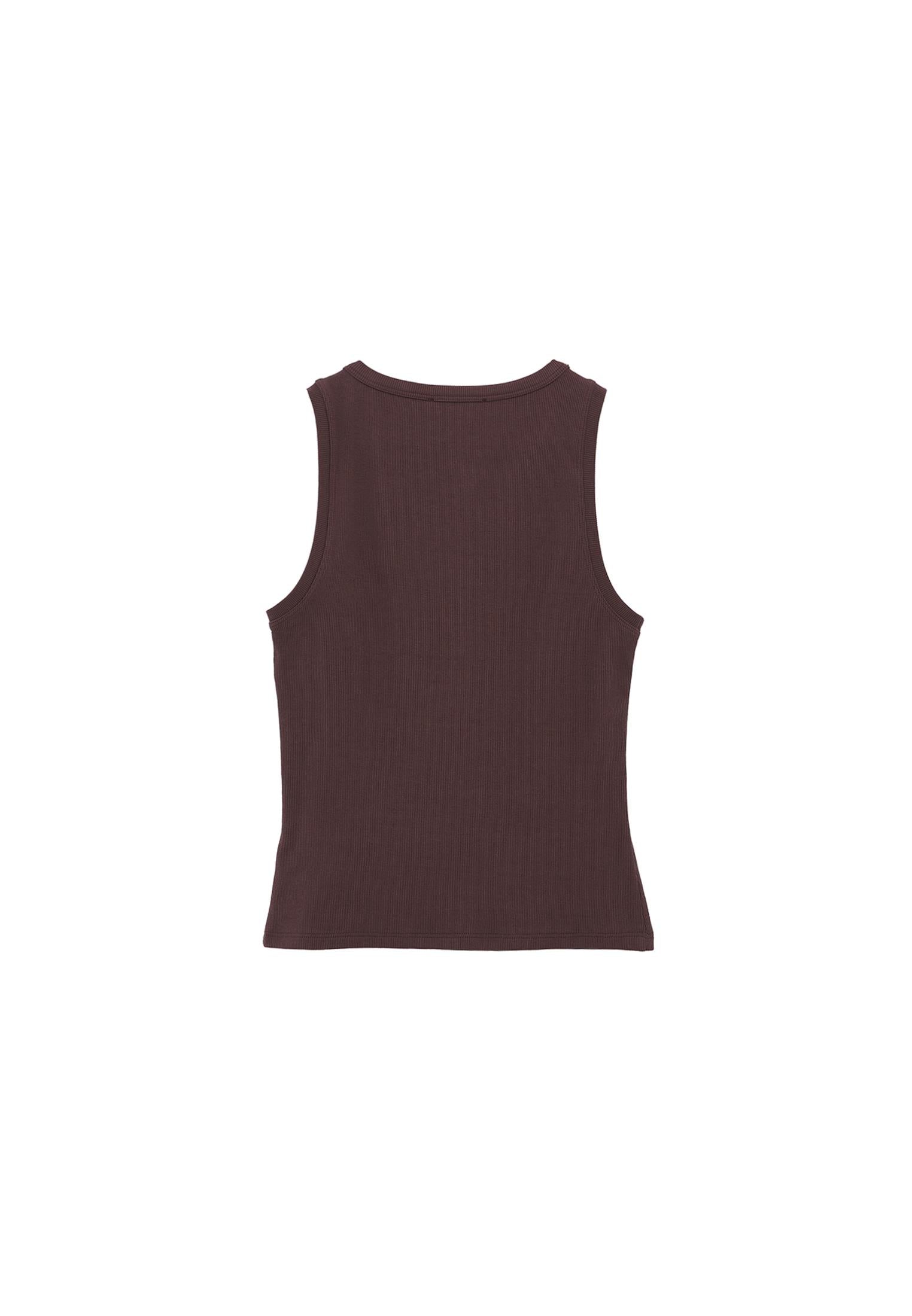 Sleeveless Tank Top With Crew Neck - FRENCH ROAST