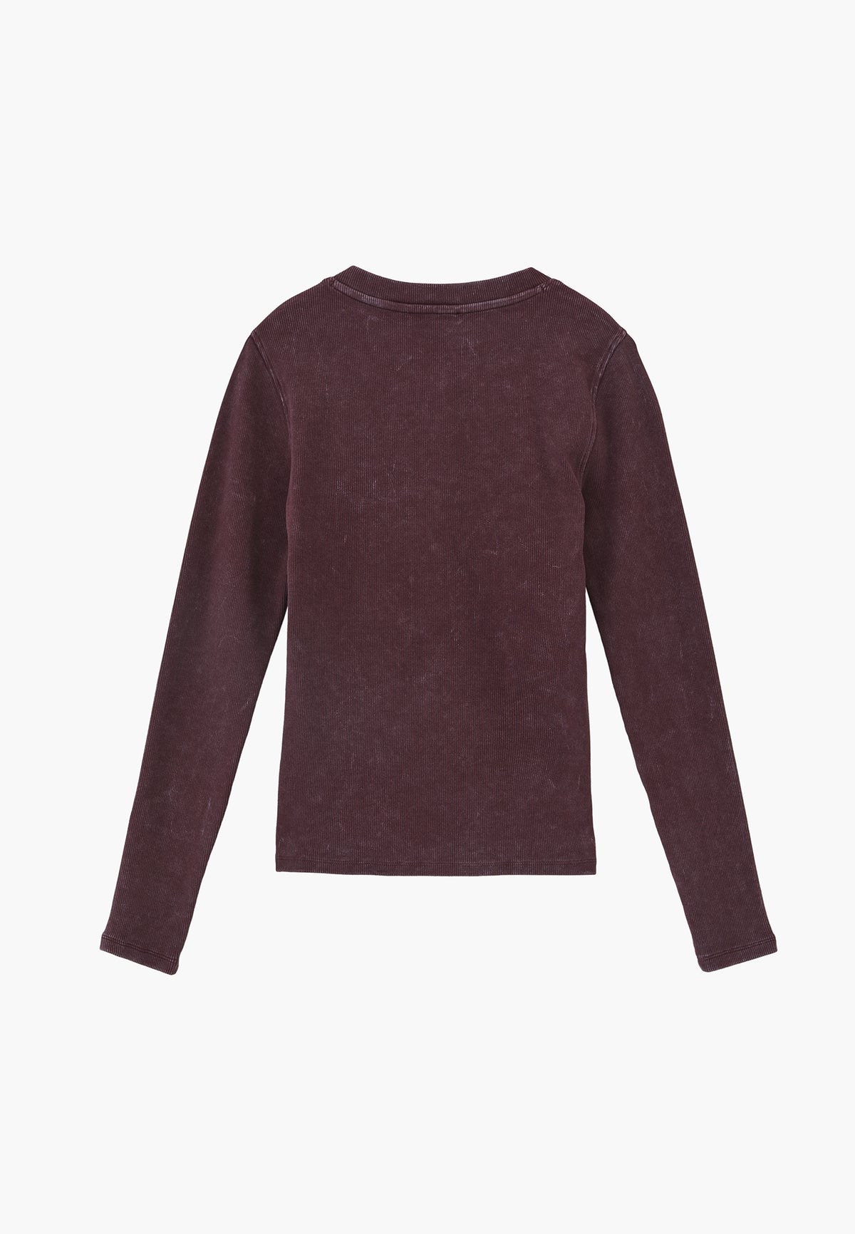Crew Neck Long Sleeve Bodycon T-Shirt - FUDGE
