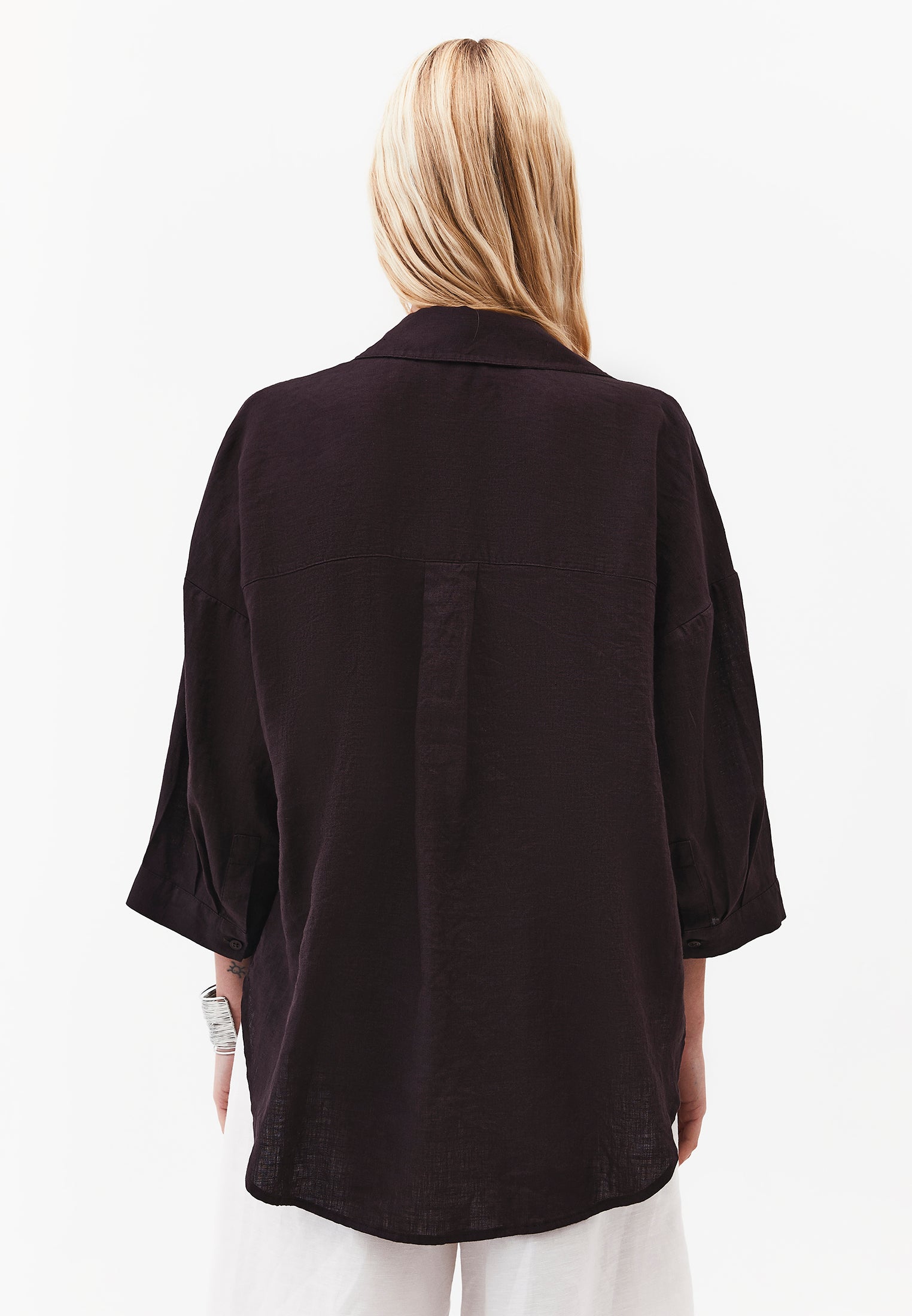 Shirt Collar Oversize Button Detailed Standard Shirt - GANACHE