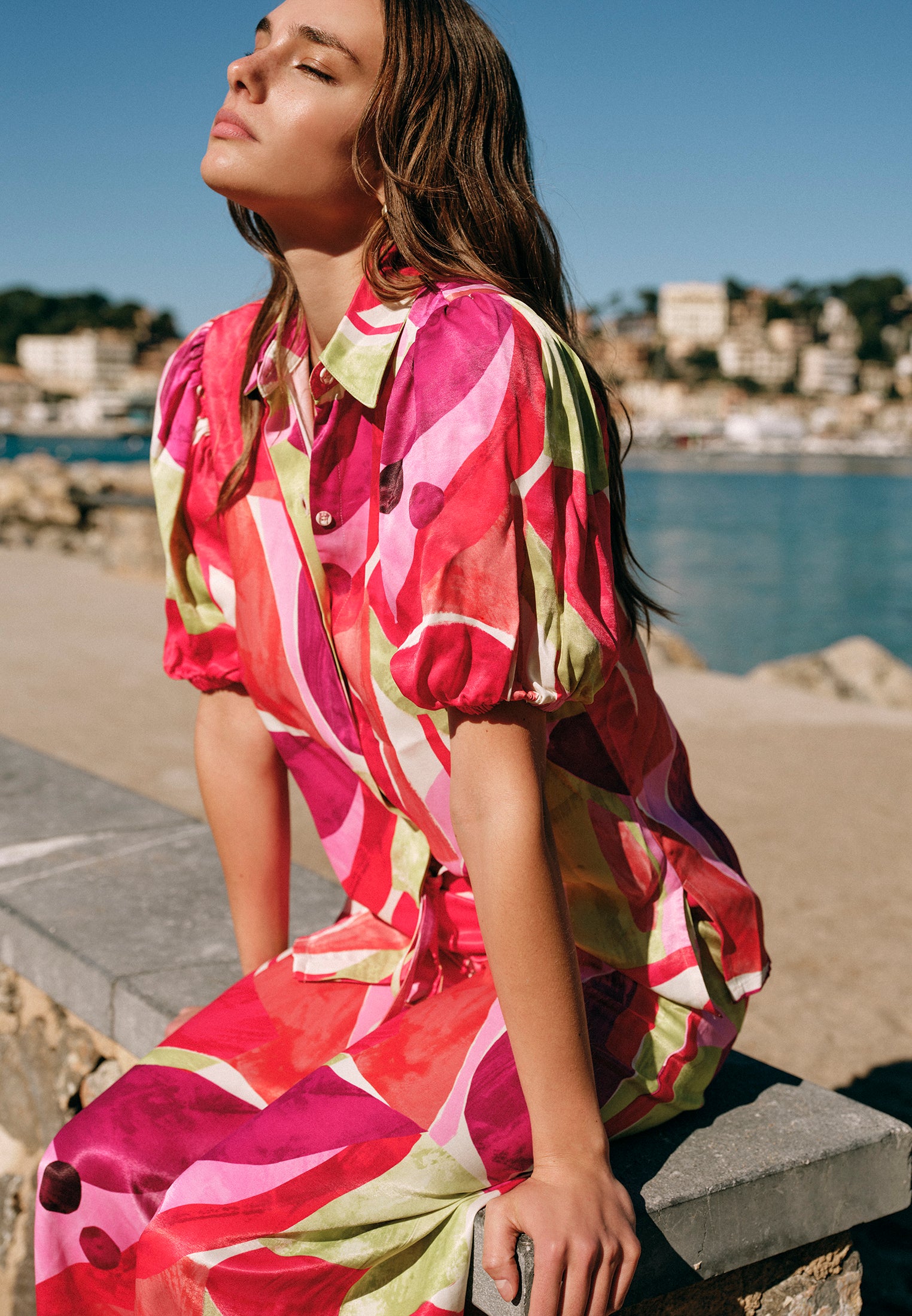 Balloon Sleeve Shirt - GEO COMB