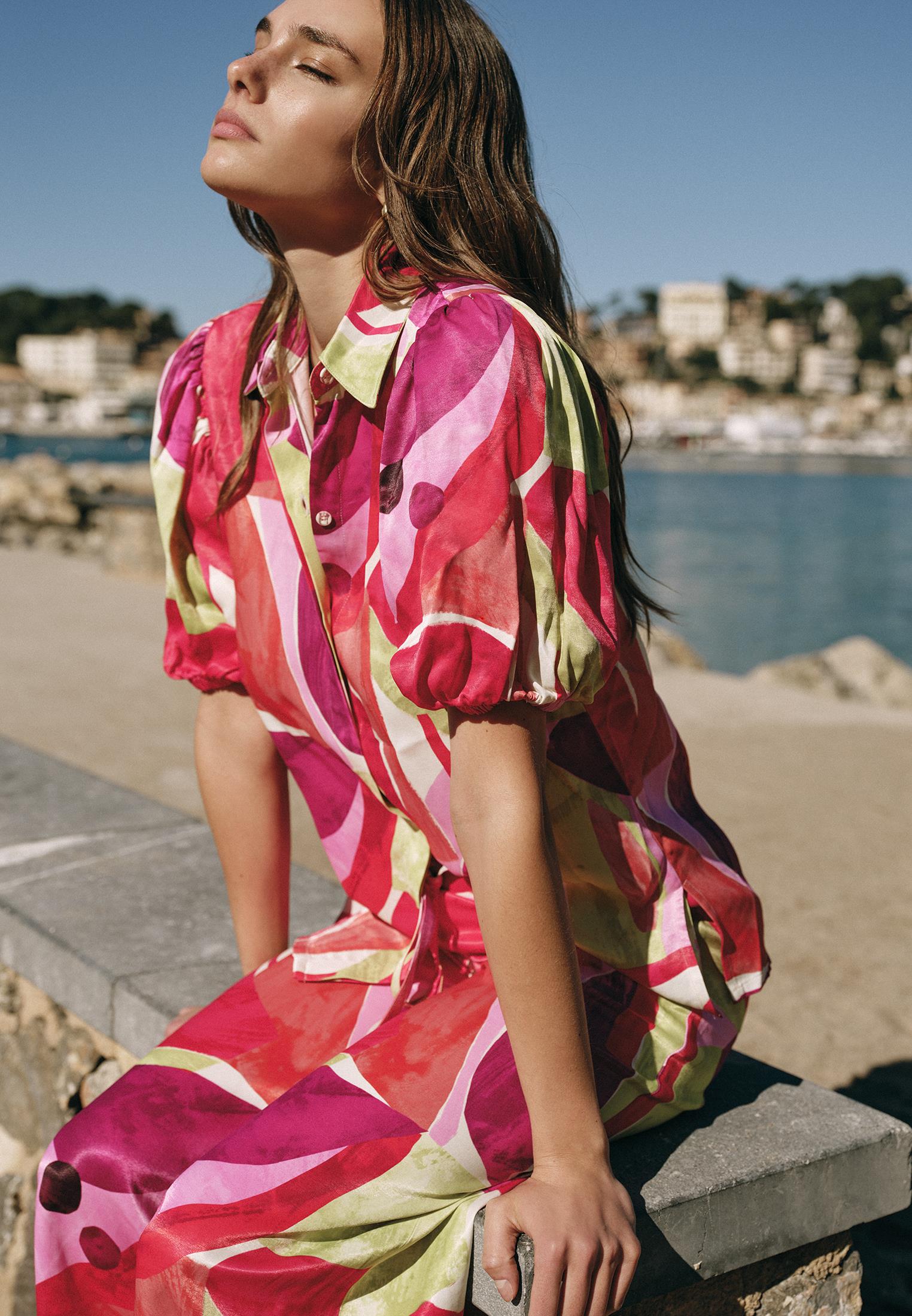 Balloon Sleeve Shirt - GEO COMB