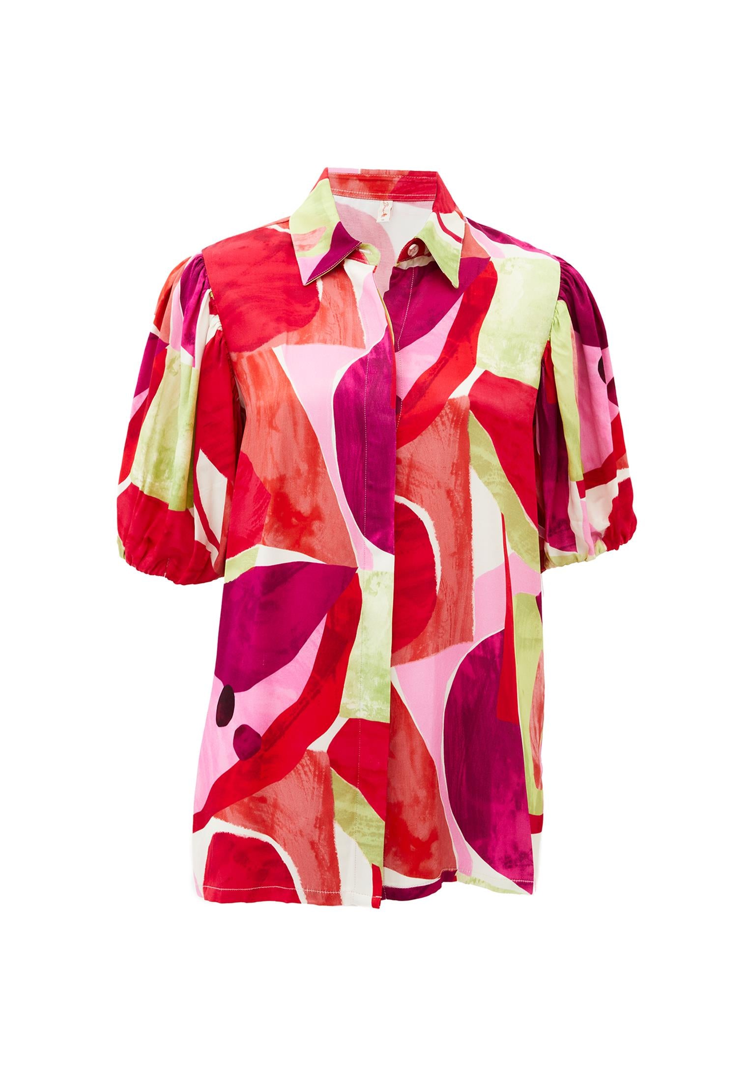 Balloon Sleeve Shirt - GEO COMB