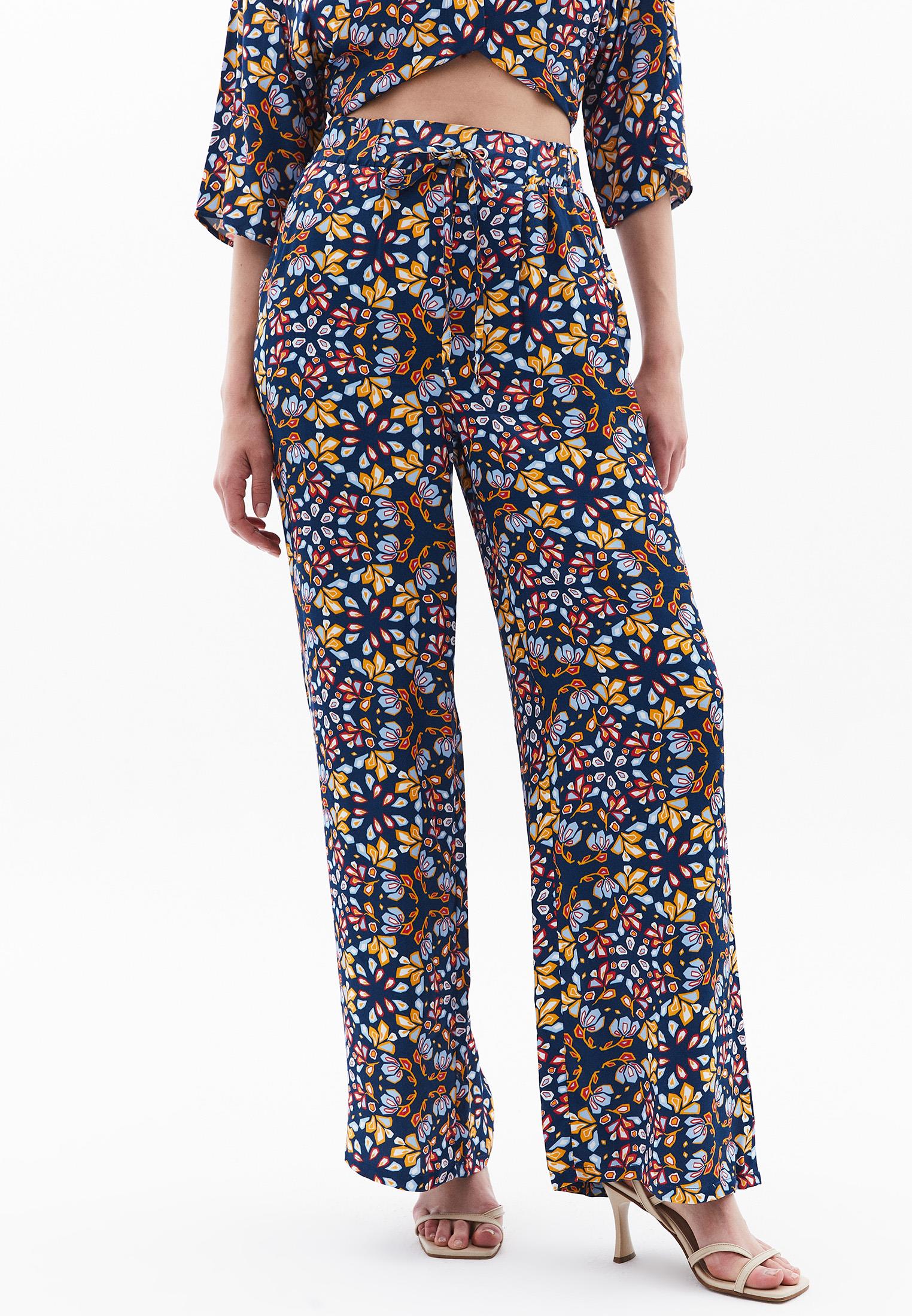 Wide Leg Tied Trousers - GEO PRINT