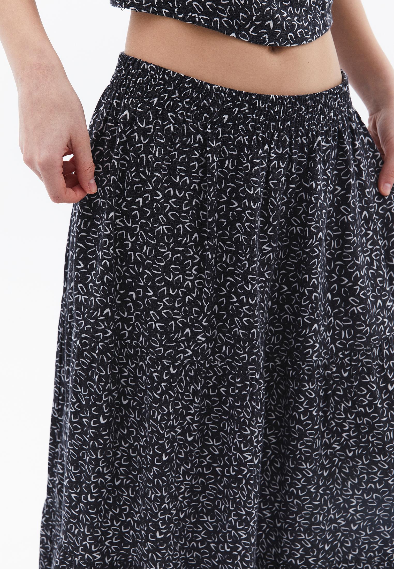 High Waist Flared Midi Skirt - GEO PRINT