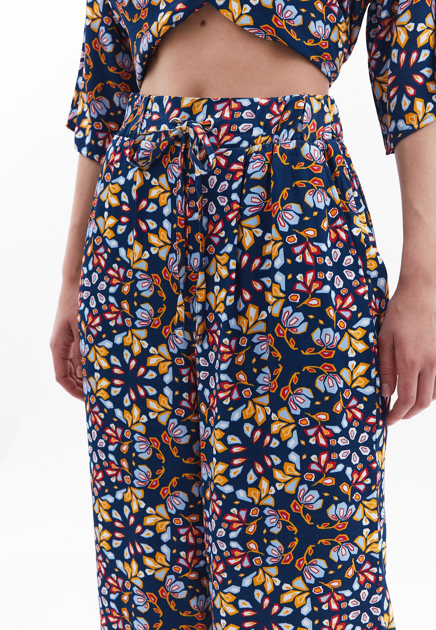 Wide Leg Tied Trousers - GEO PRINT