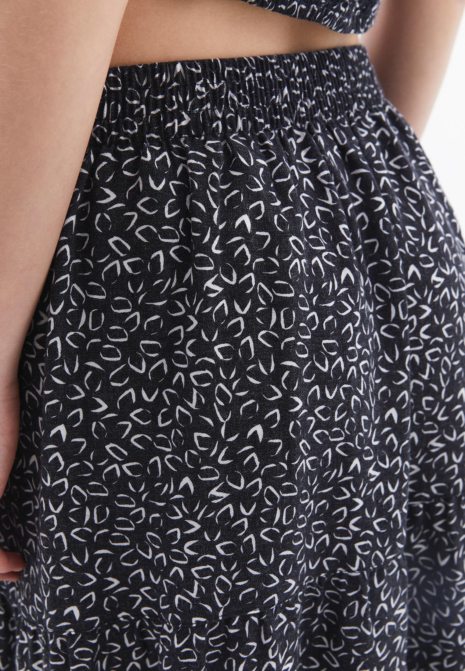 High Waist Flared Midi Skirt - GEO PRINT