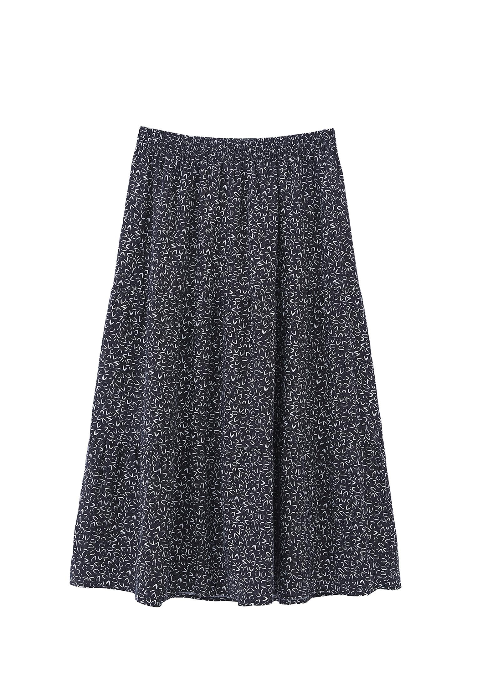 High Waist Flared Midi Skirt - GEO PRINT