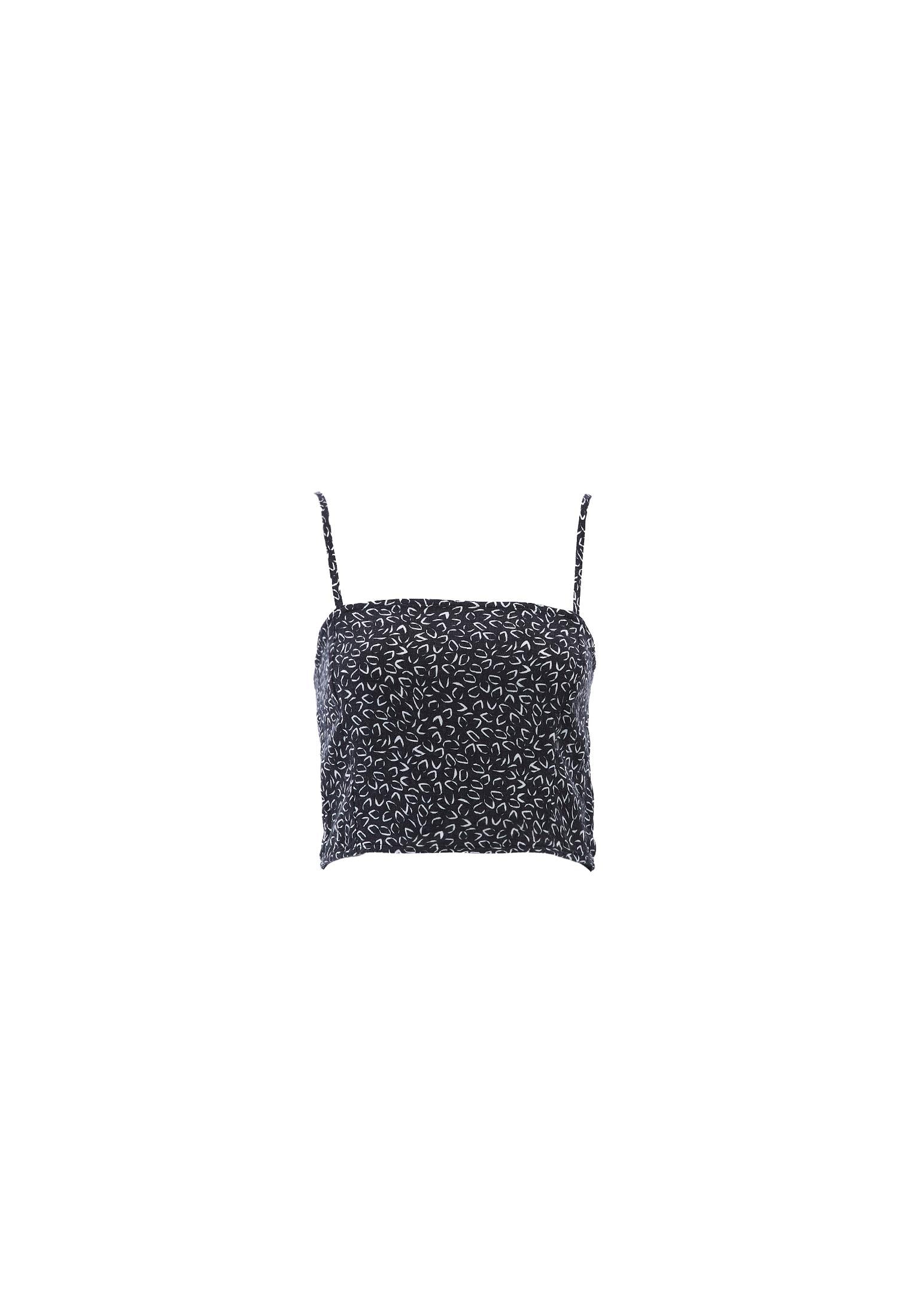Square Neck Cropped Tank Top - GEO PRINT
