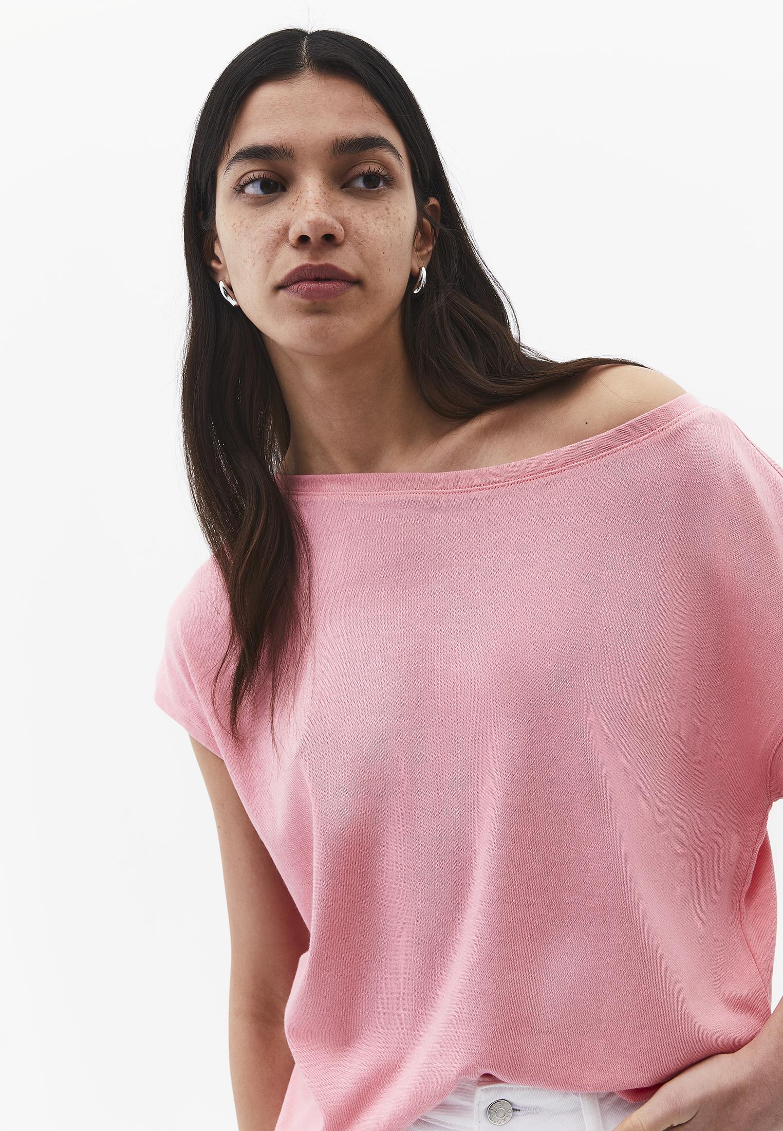 Boat Neck Sleeveless T-Shirt - GERANIUM PINK