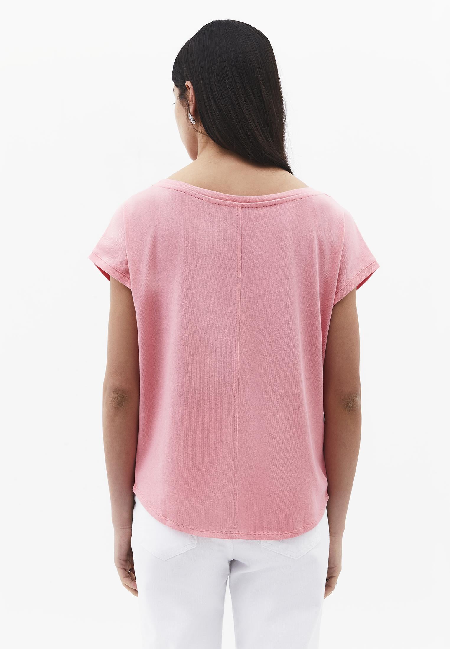 Boat Neck Sleeveless T-Shirt - GERANIUM PINK