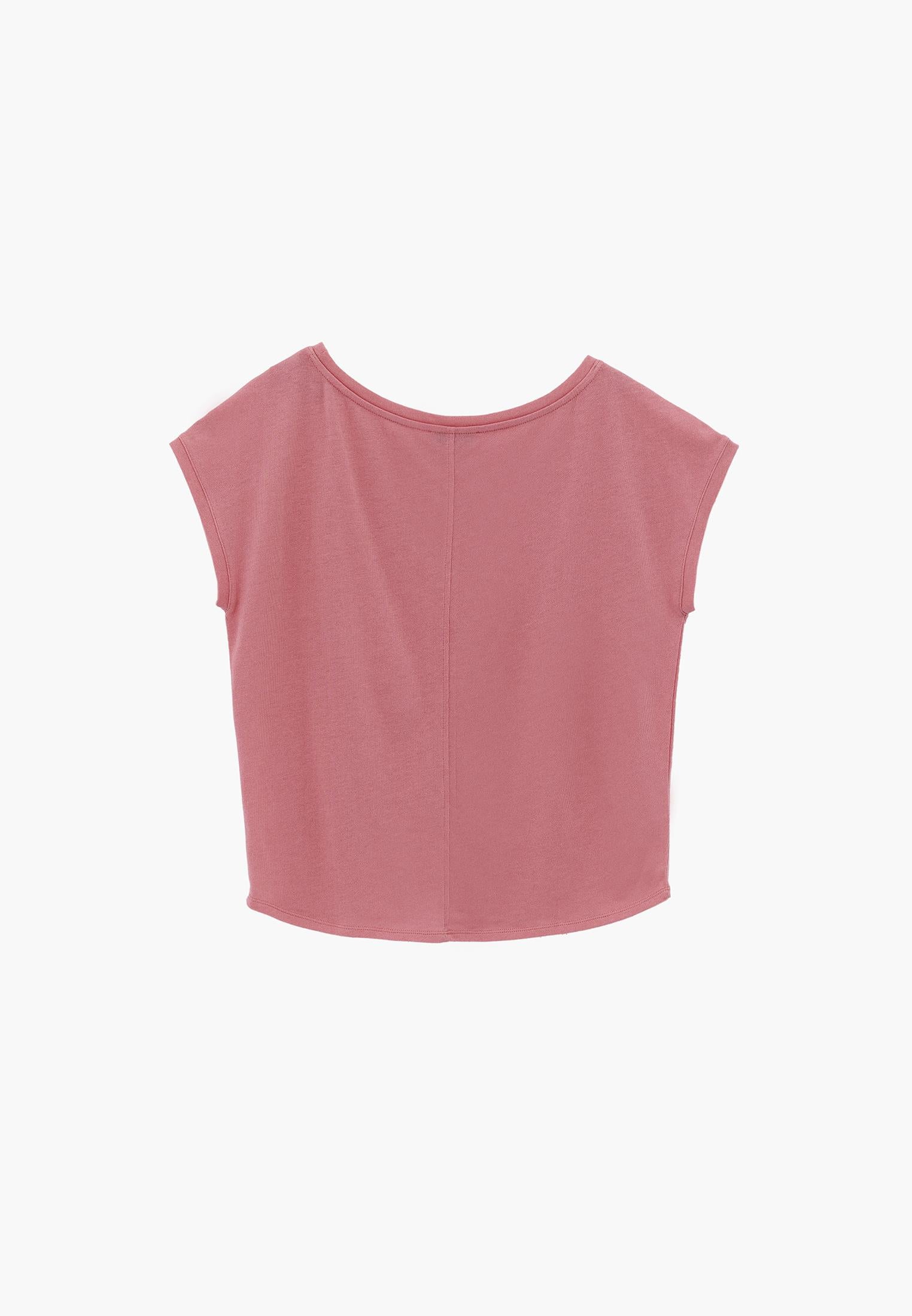Boat Neck Sleeveless T-Shirt - GERANIUM PINK