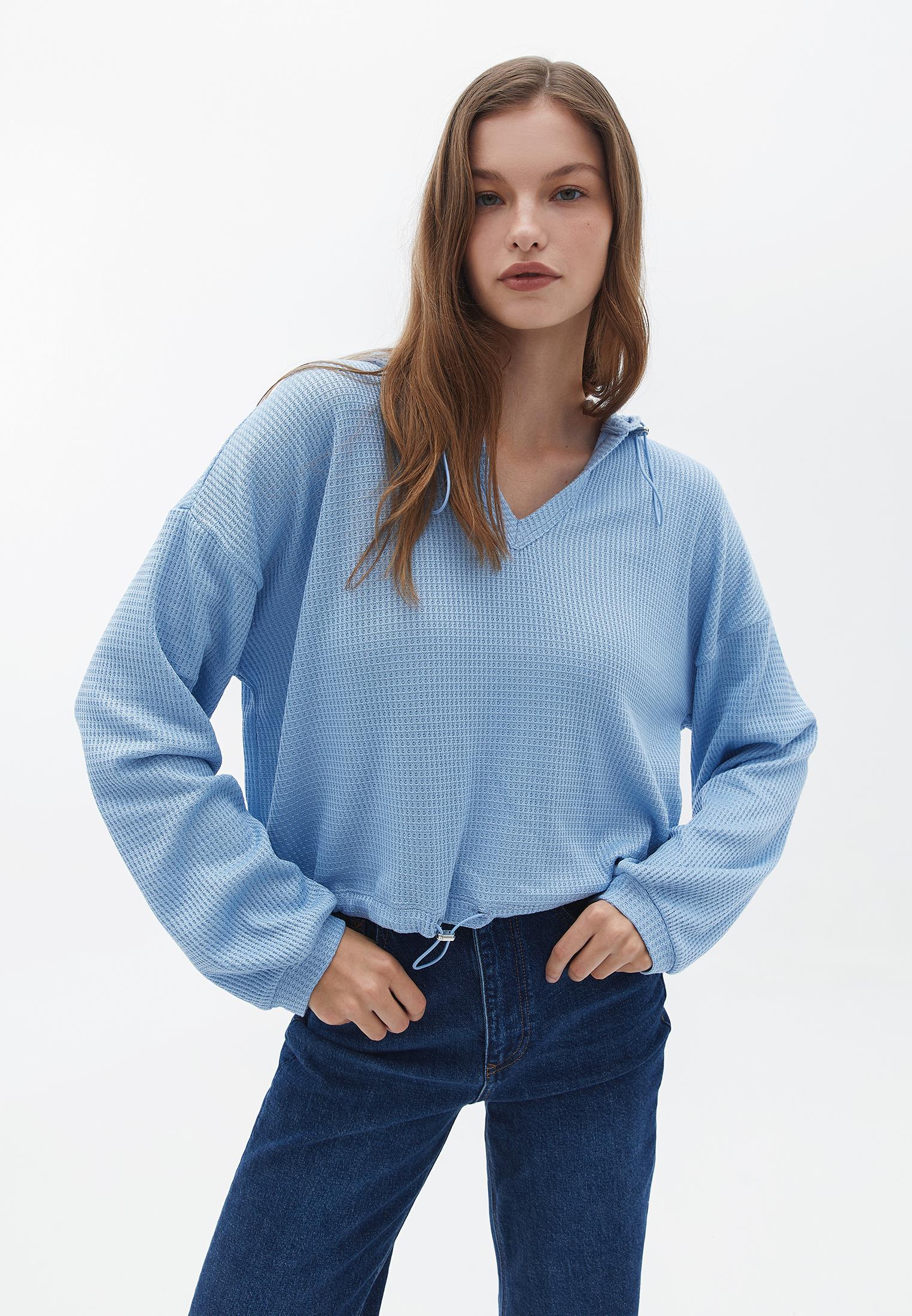 Hooded Cropped Sweatshirt - GLACIER LAKE