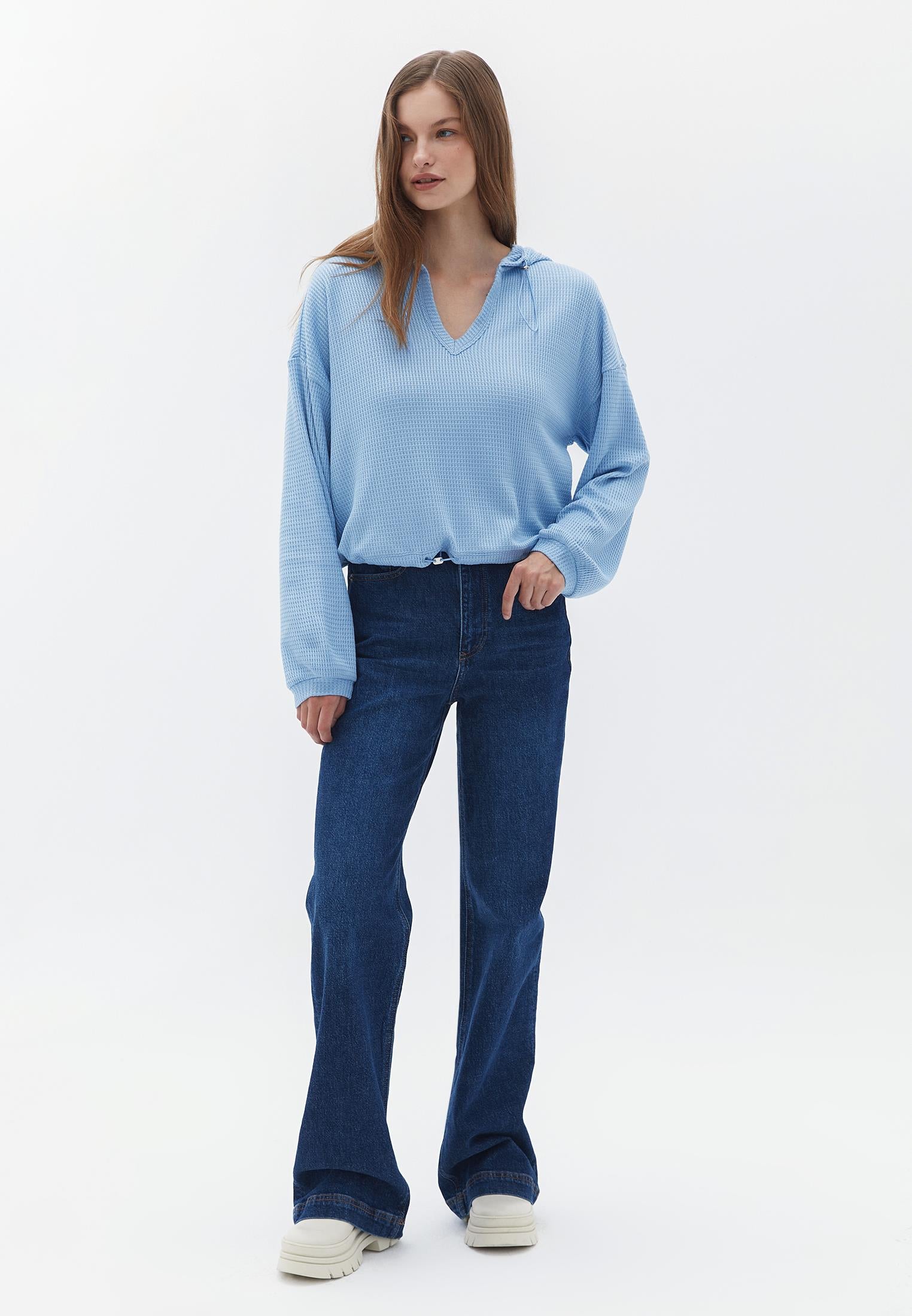 Hooded Cropped Sweatshirt - GLACIER LAKE