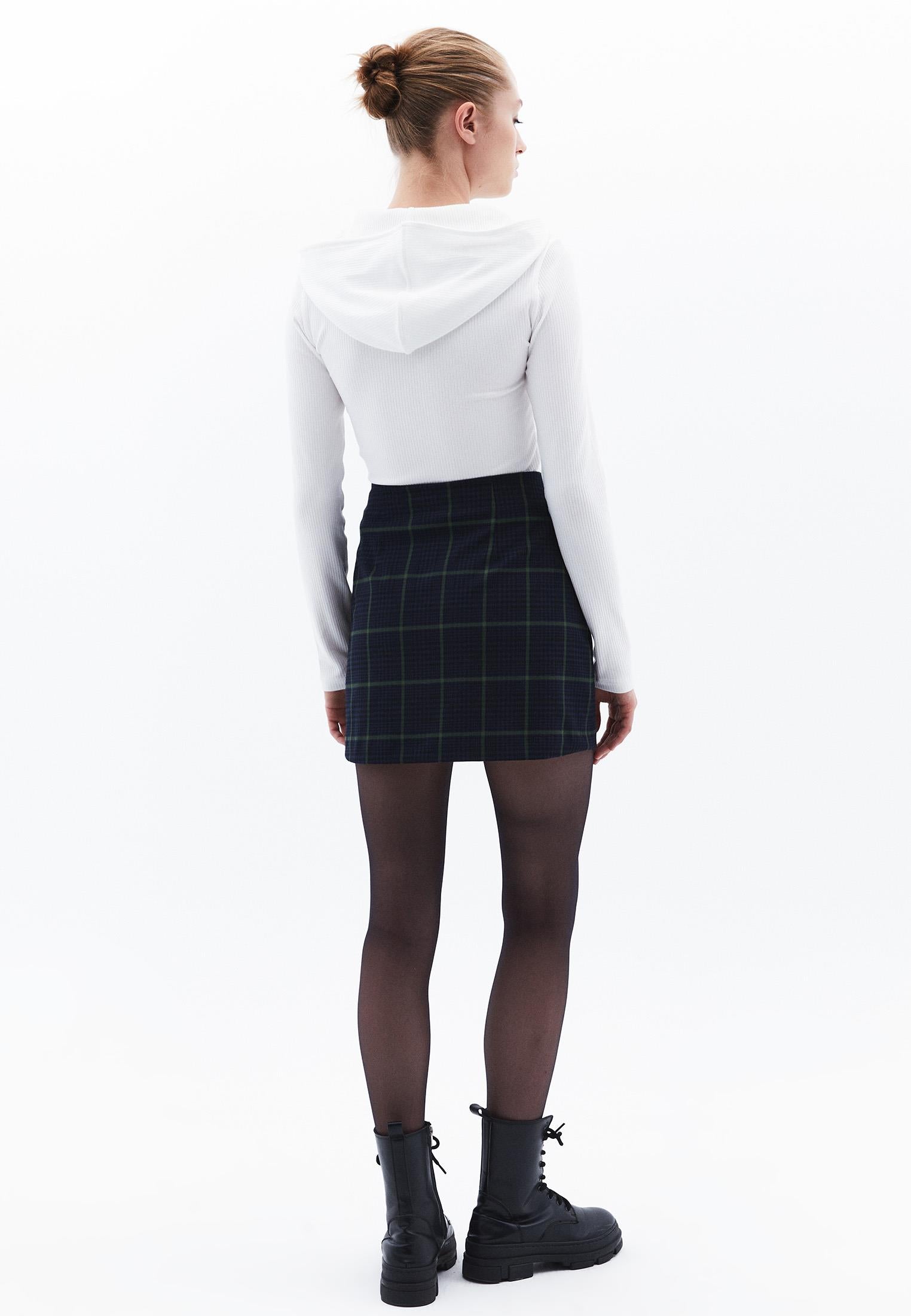 Plaid High Waist Mini Skirt - GOLDEN CYPRESS CHECK