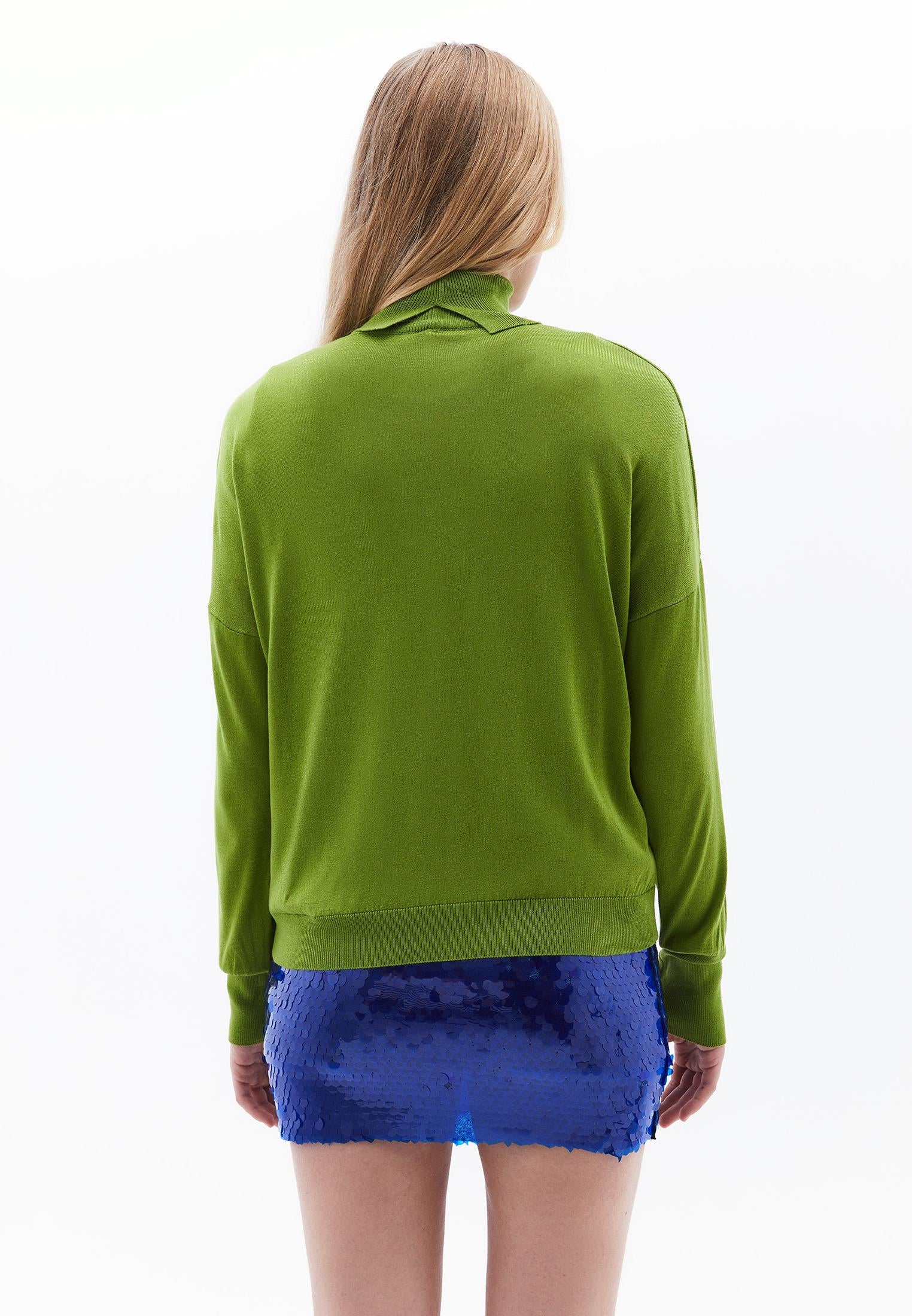 Turtleneck Long Sleeve Comfortable Knitwear - GOLDEN CYPRESS