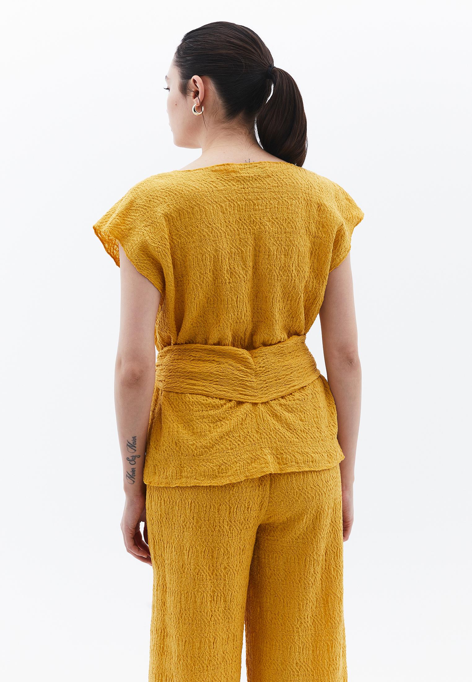 V Neck Loose Blouse - GOLDEN SPICE