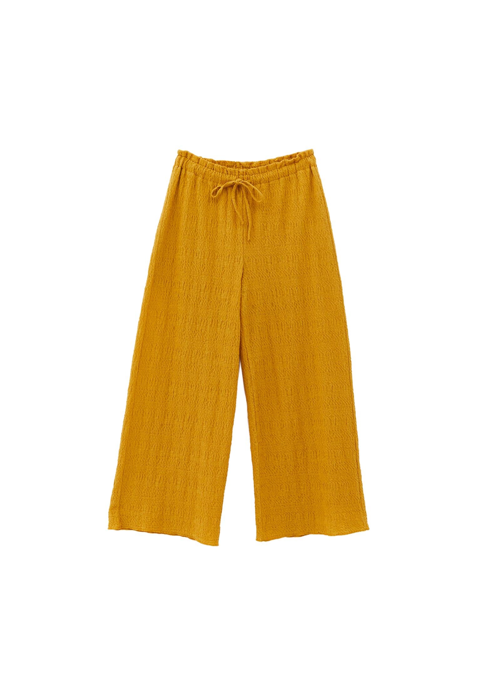 High Waist Midi Culotte Pants - GOLDEN SPICE